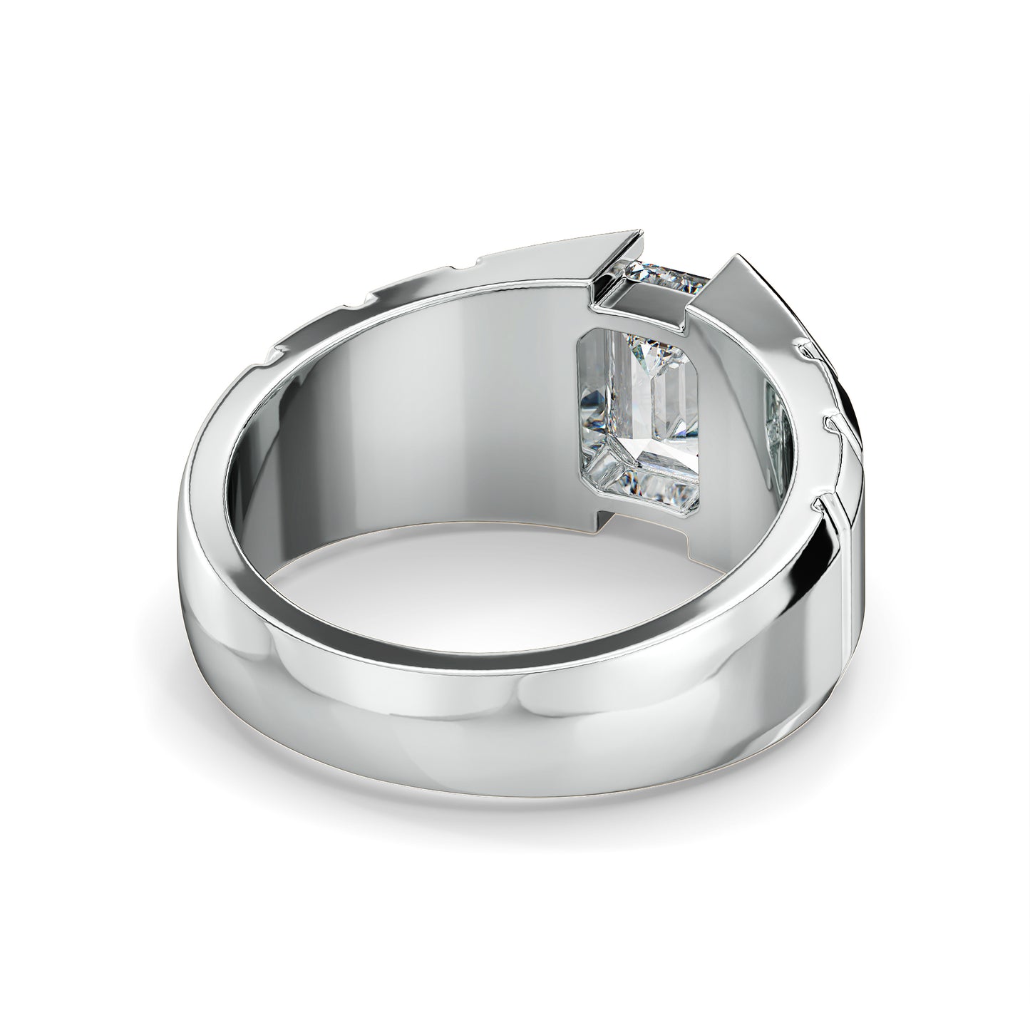 AMBROSE CHANNEL SET EMERALD CUT SOLITAIRE RING WITH TEXTURED SHANK, GOLD