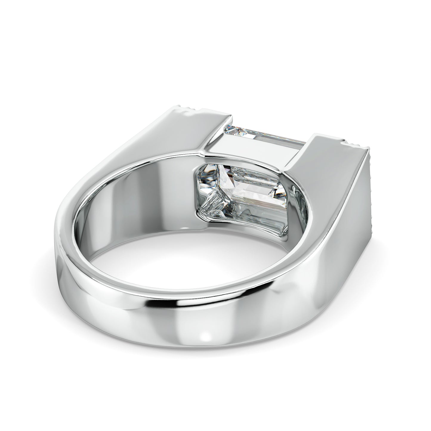 AMBROSE CHANNEL SET EMERALD CUT SOLITAIRE SIGNET RING, GOLD