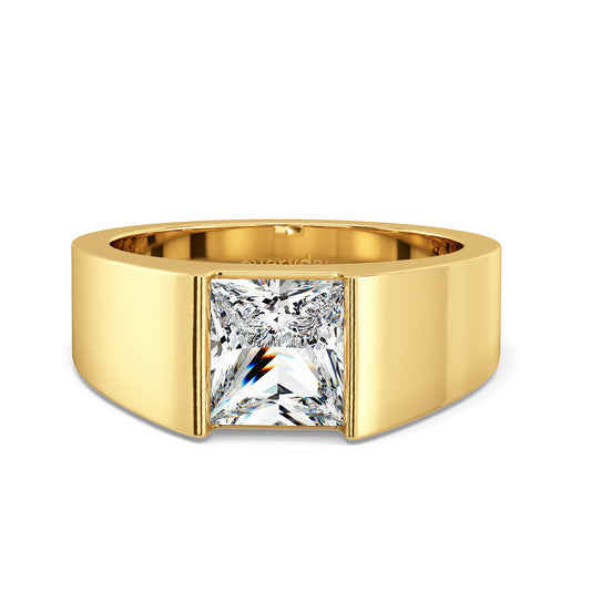 OLIVER CHANNEL SET PRINCESS CUT SOLITAIRE RING, GOLD