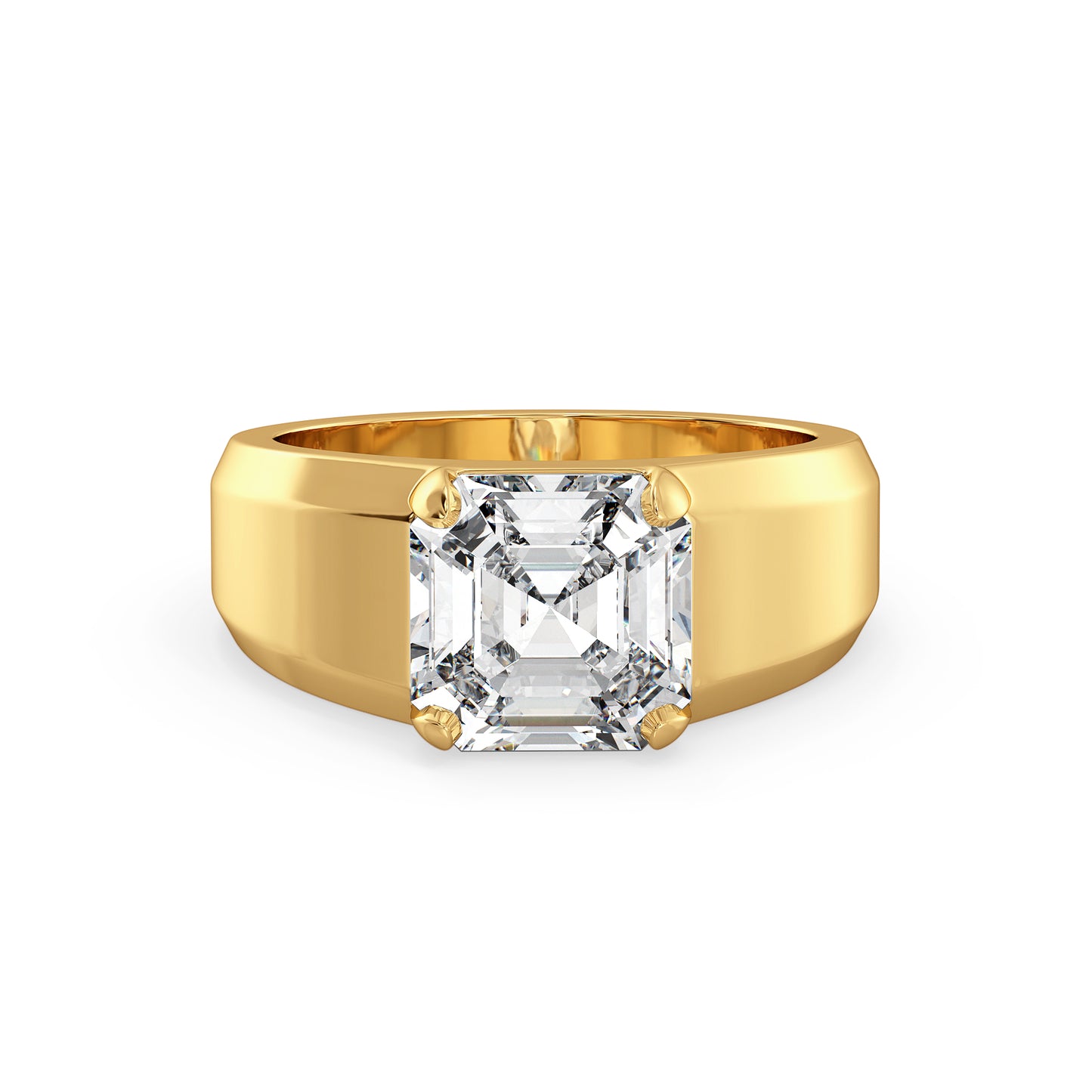 FRANCIS ASSCHER CUT SOLITAIRE RING, GOLD