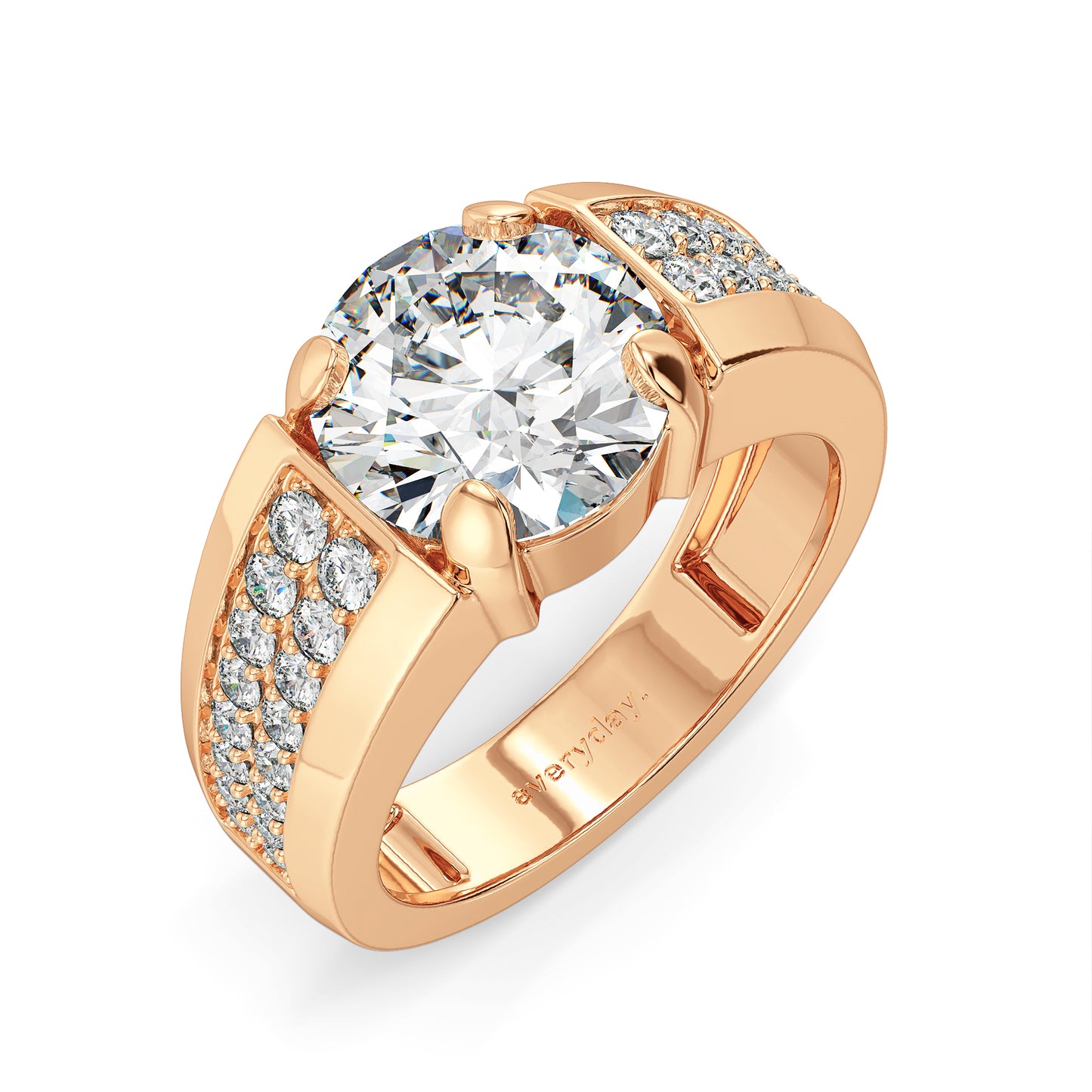 ARTHUR ROUND CUT SOLITAIRE RING WITH A STUDDED SHANK, GOLD