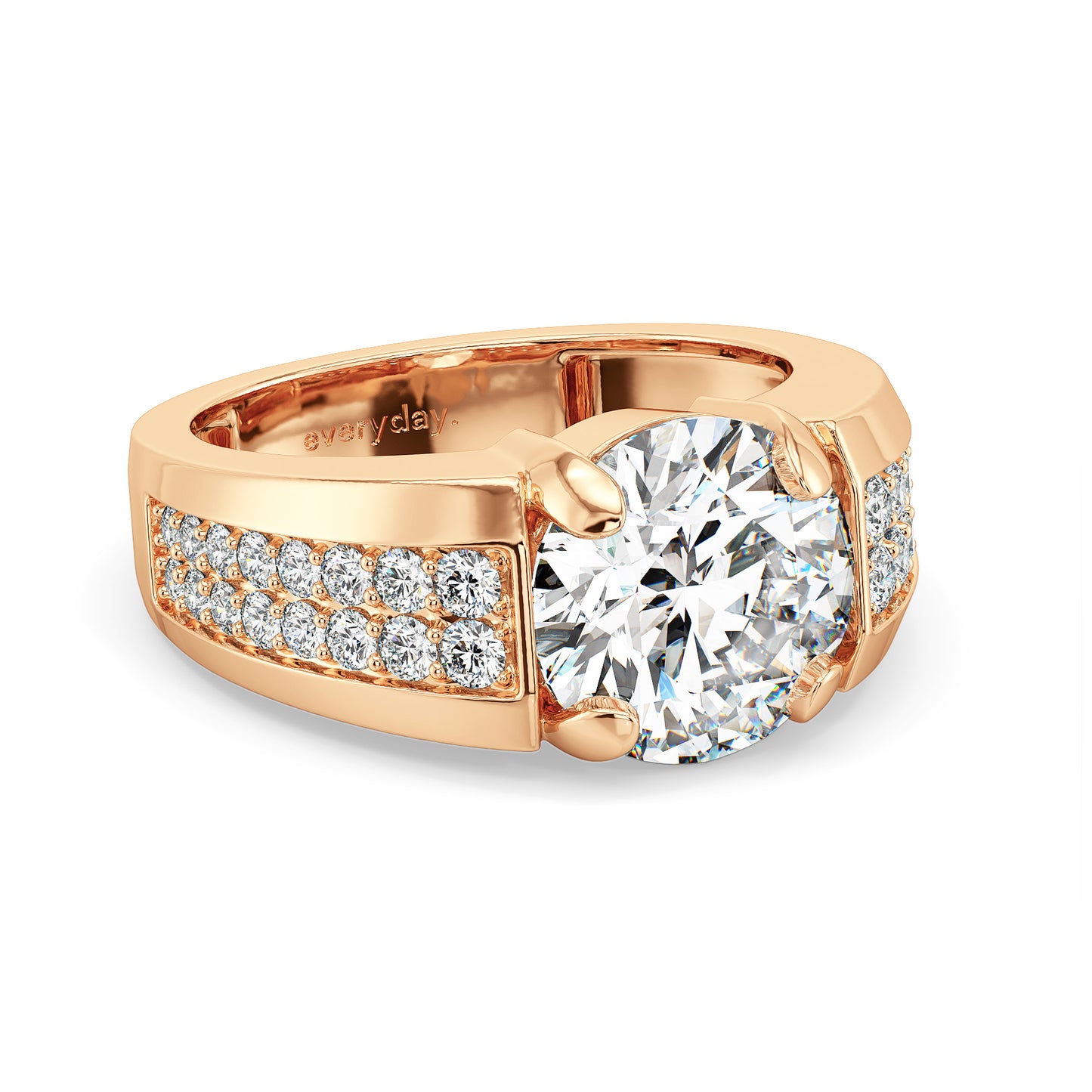 ARTHUR ROUND CUT SOLITAIRE RING WITH A STUDDED SHANK, GOLD