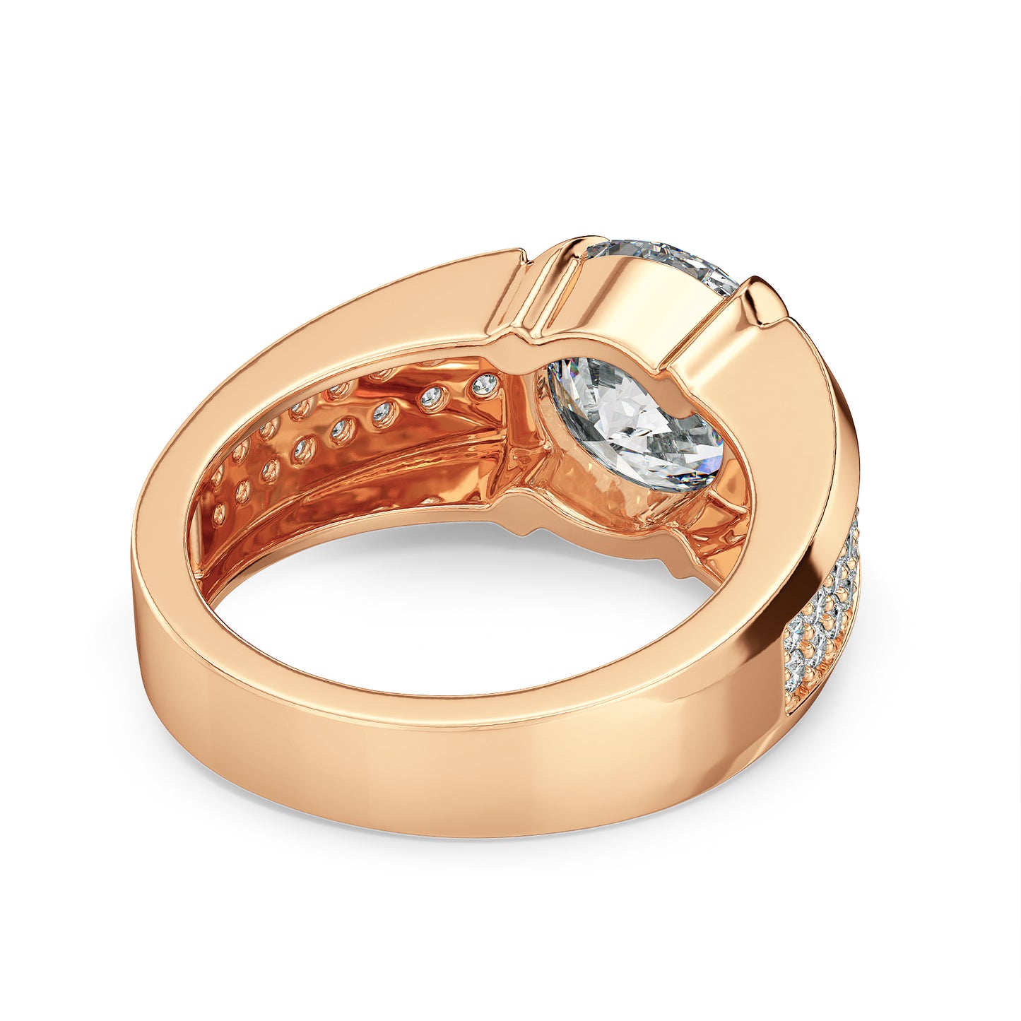 ARTHUR ROUND CUT SOLITAIRE RING WITH A STUDDED SHANK, GOLD