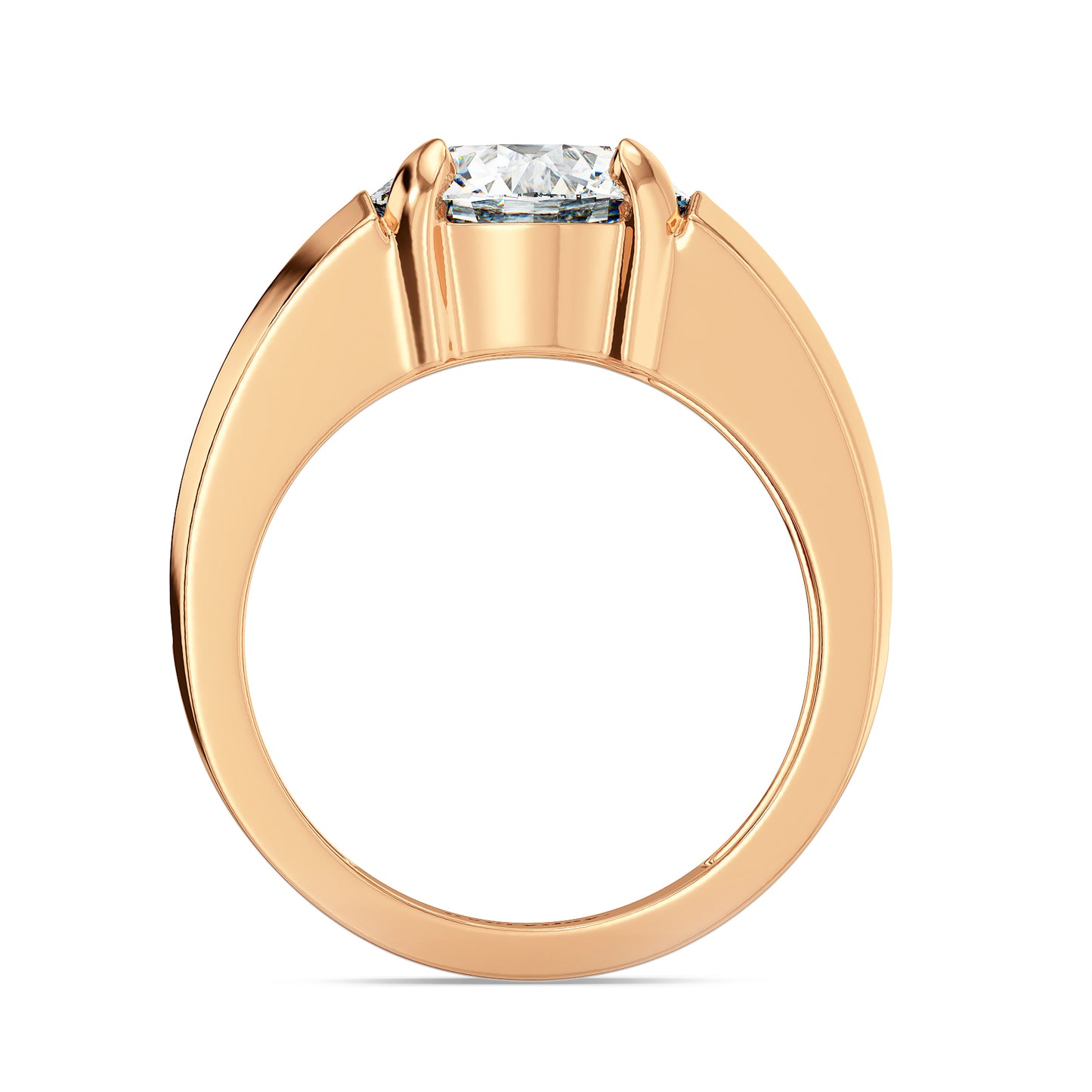 ARTHUR ROUND CUT SOLITAIRE RING WITH A STUDDED SHANK, GOLD