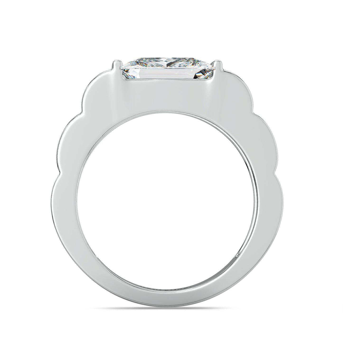 OLIVER PRINCESS CUT SOLITAIRE RING WITH A TEXTURED SHANK, GOLD