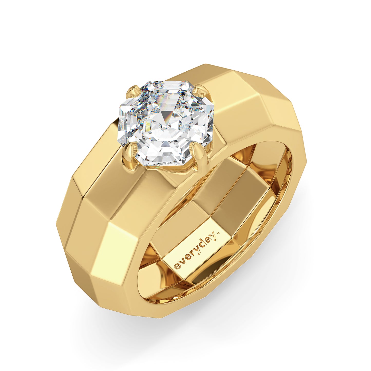 FRANCIS ASSCHER CUT SOLITAIRE MULTI-DIMENSIONAL RING, GOLD