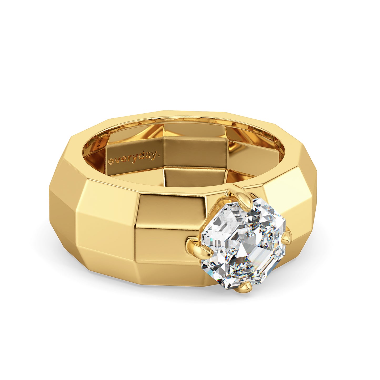 FRANCIS ASSCHER CUT SOLITAIRE MULTI-DIMENSIONAL RING, GOLD