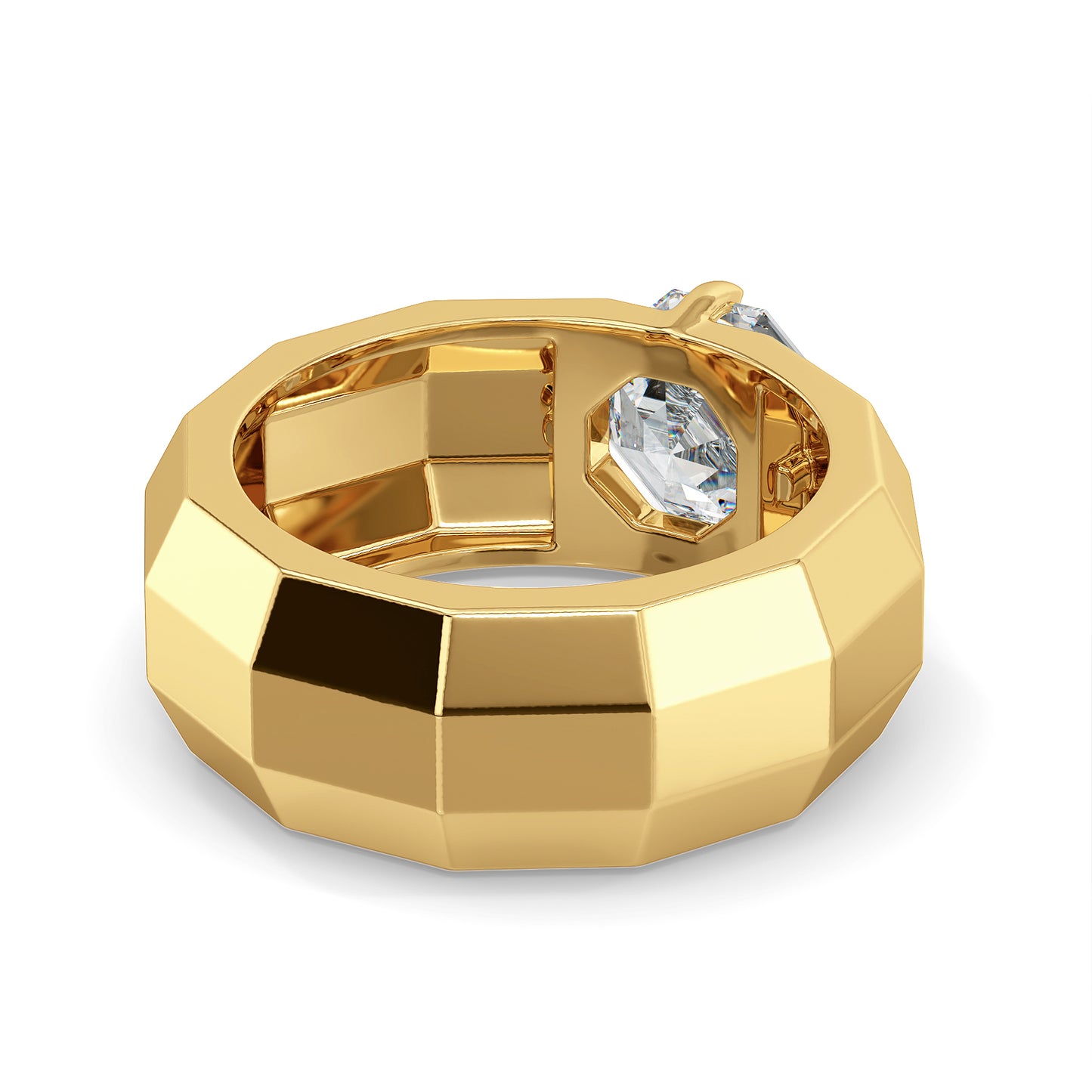 FRANCIS ASSCHER CUT SOLITAIRE MULTI-DIMENSIONAL RING, GOLD