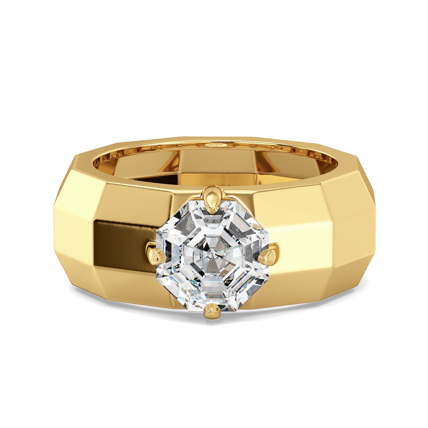 FRANCIS ASSCHER CUT SOLITAIRE MULTI-DIMENSIONAL RING, GOLD