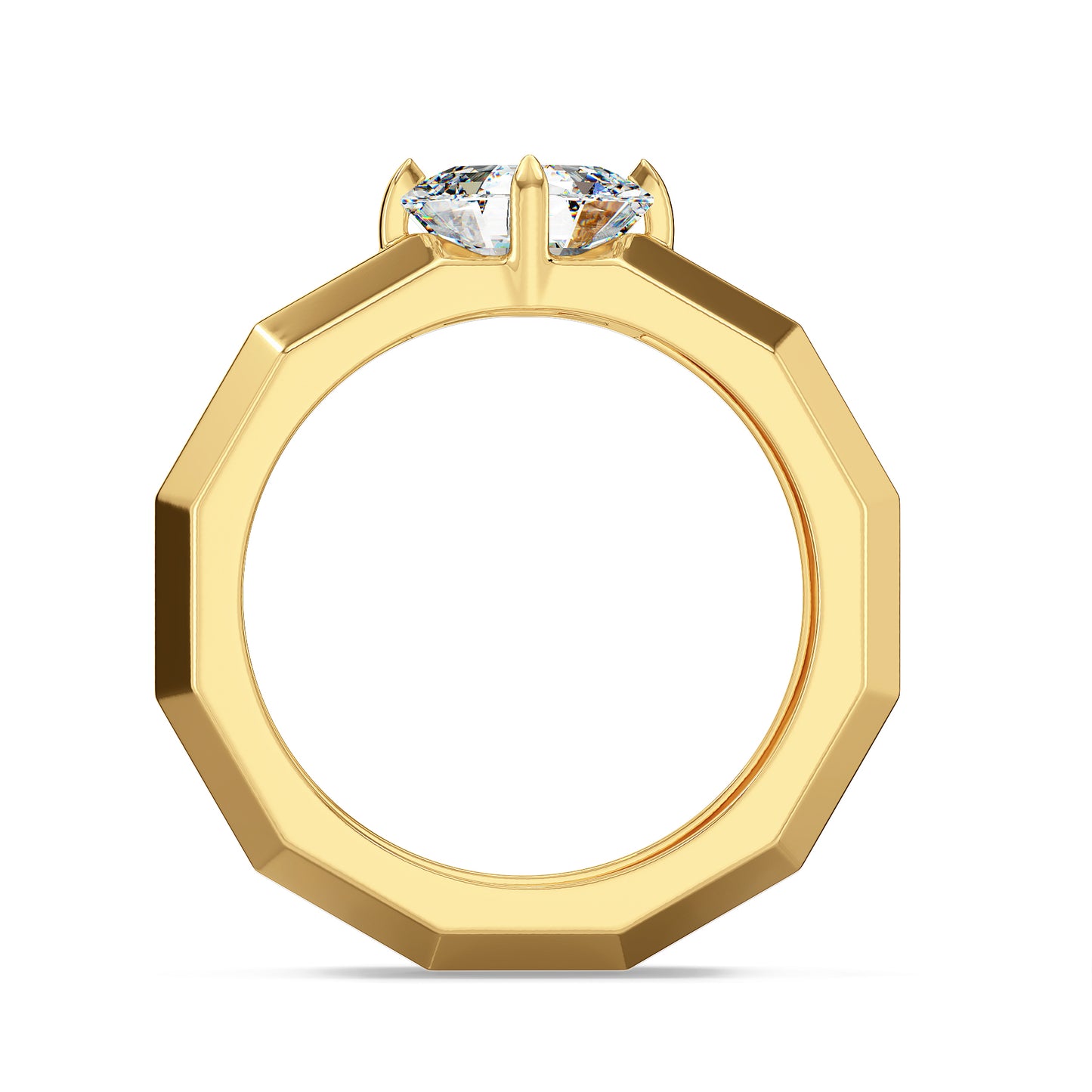 FRANCIS ASSCHER CUT SOLITAIRE MULTI-DIMENSIONAL RING, GOLD