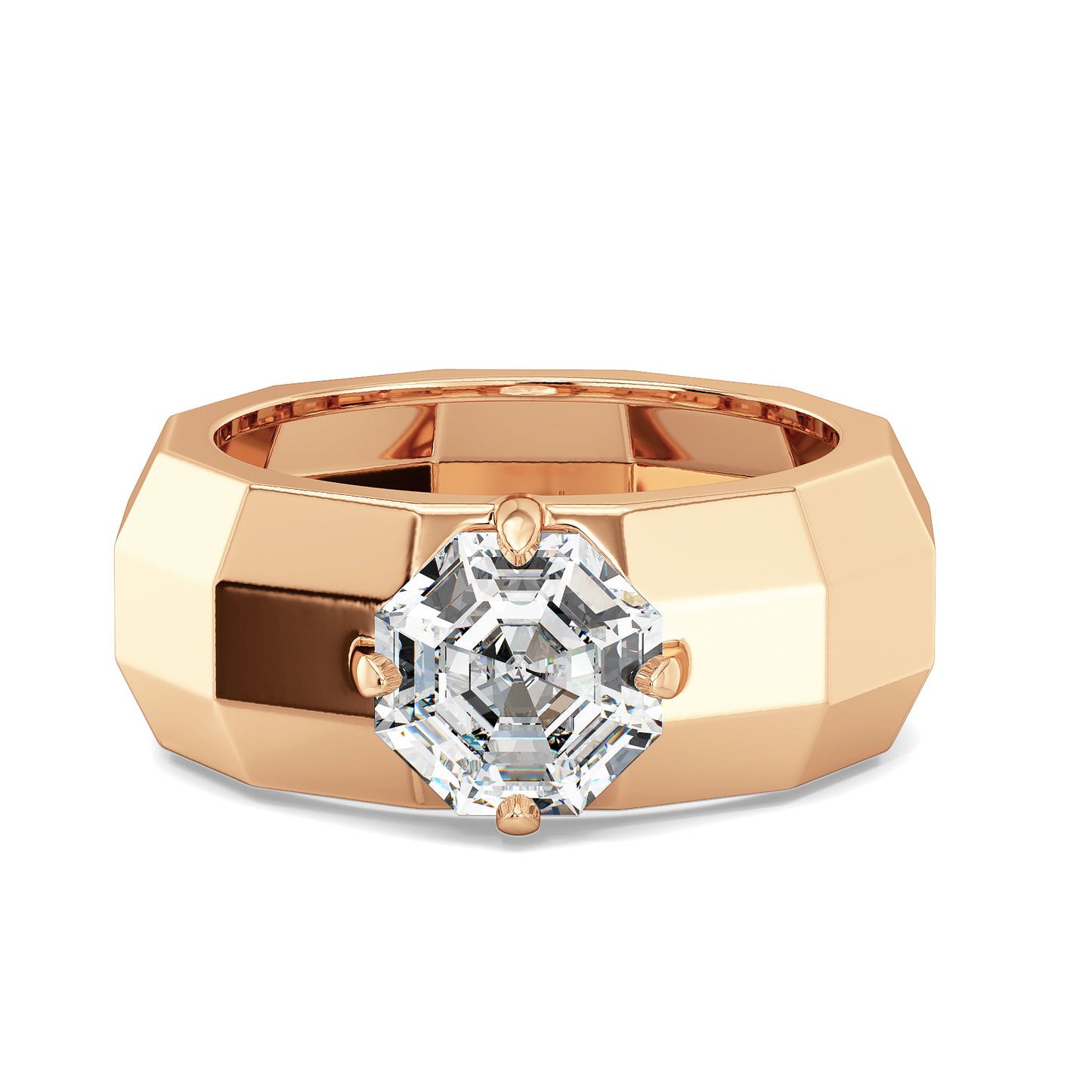 FRANCIS ASSCHER CUT SOLITAIRE MULTI-DIMENSIONAL RING, GOLD