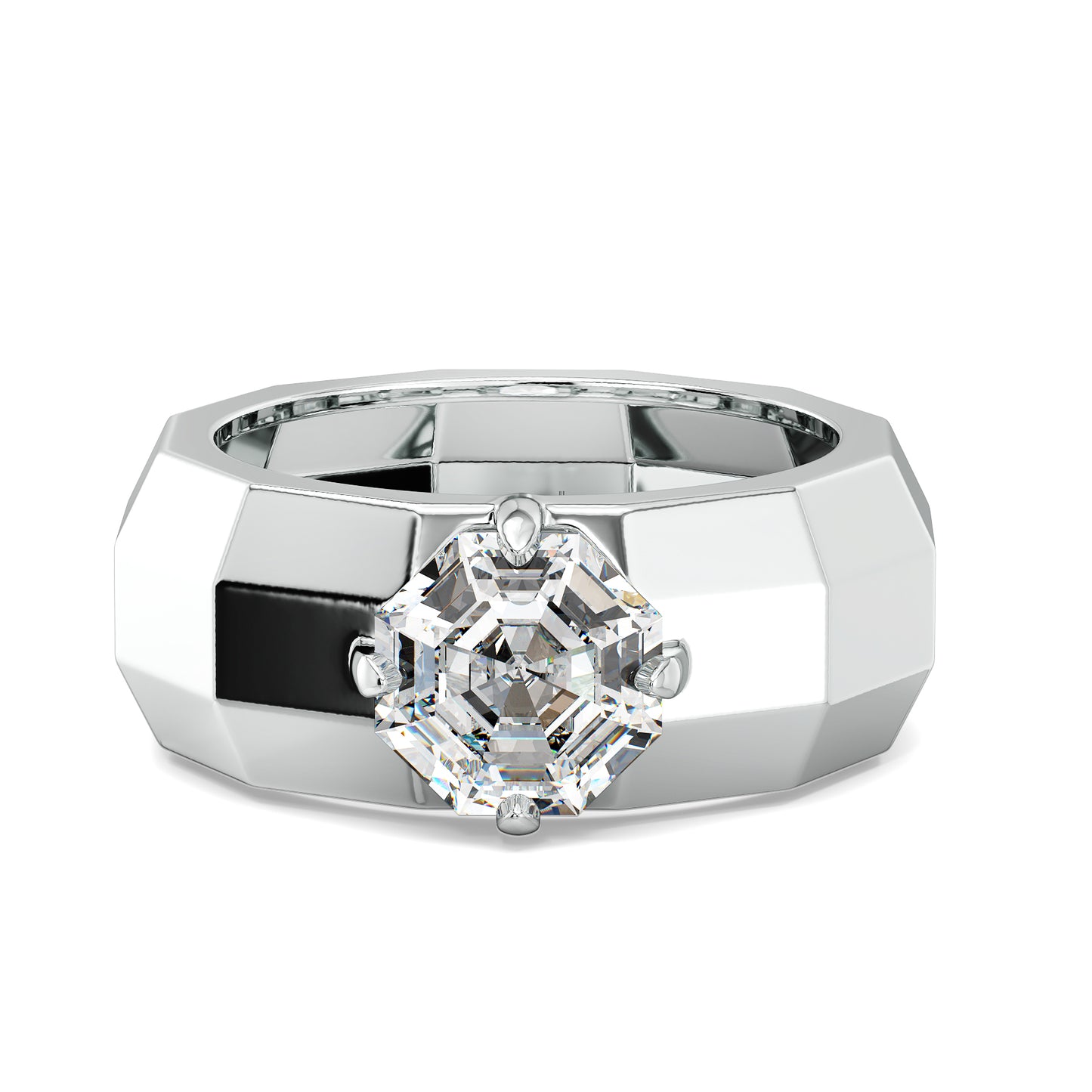 FRANCIS ASSCHER CUT SOLITAIRE MULTI-DIMENSIONAL RING, GOLD