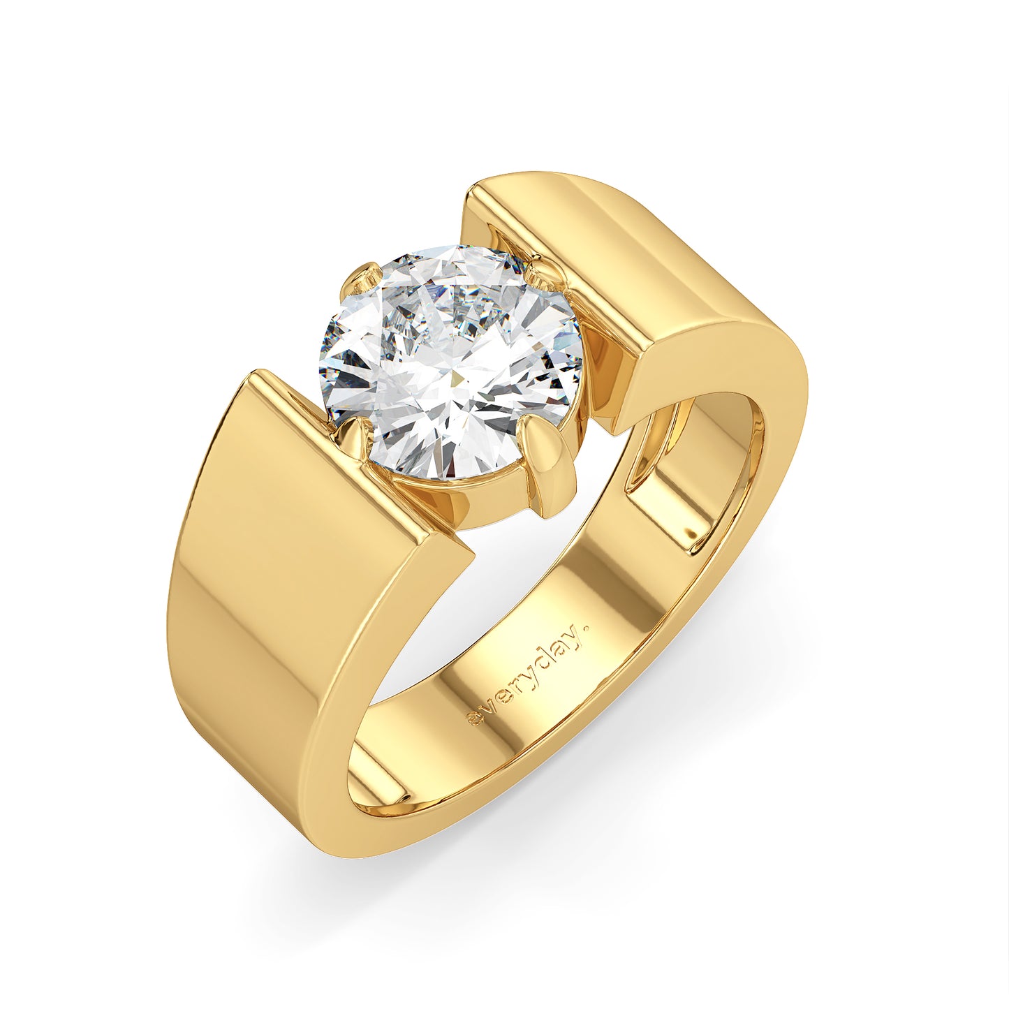 ARTHUR ROUND CUT SOLITAIRE BOLD RING, GOLD