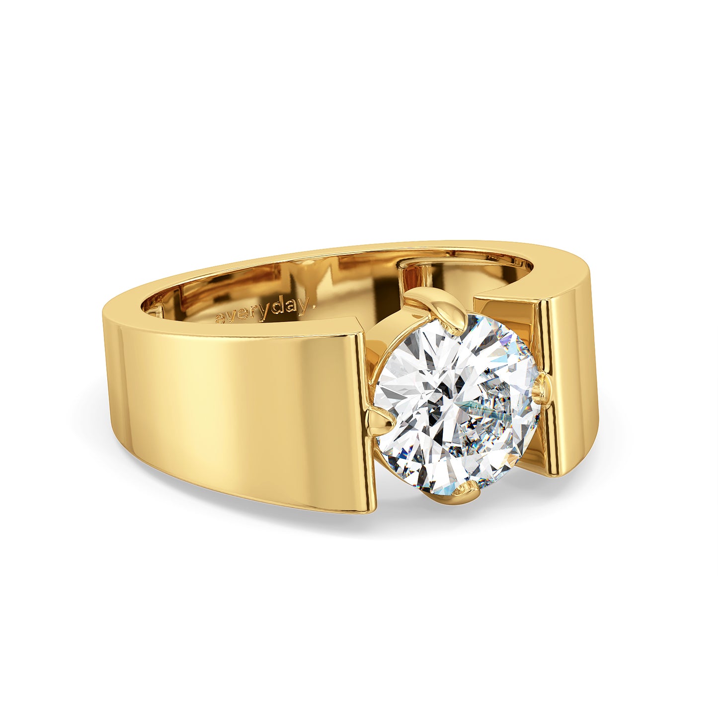 ARTHUR ROUND CUT SOLITAIRE BOLD RING, GOLD