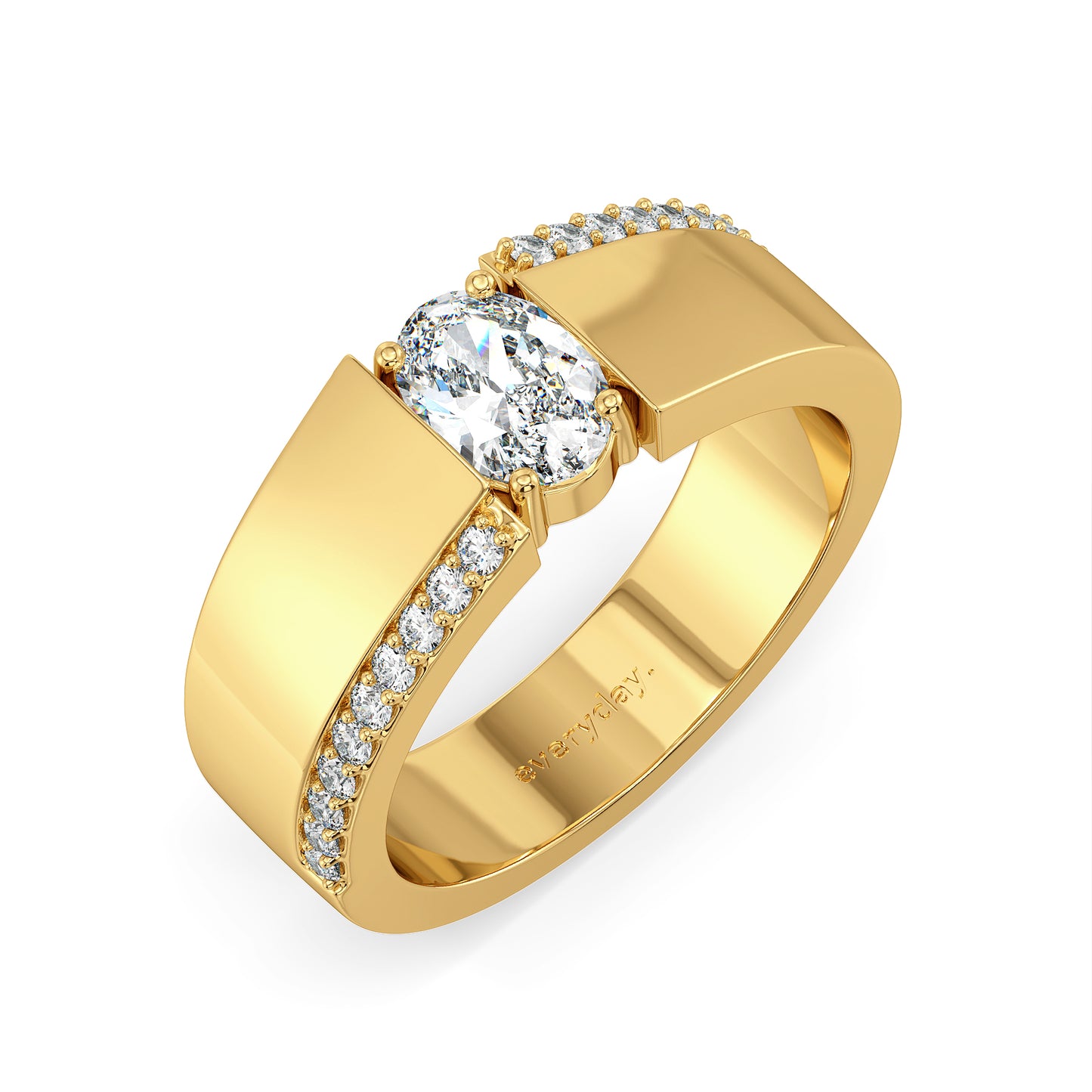 HENRY SEMI-STUDDED OVAL CUT SOLITAIRE RING, GOLD