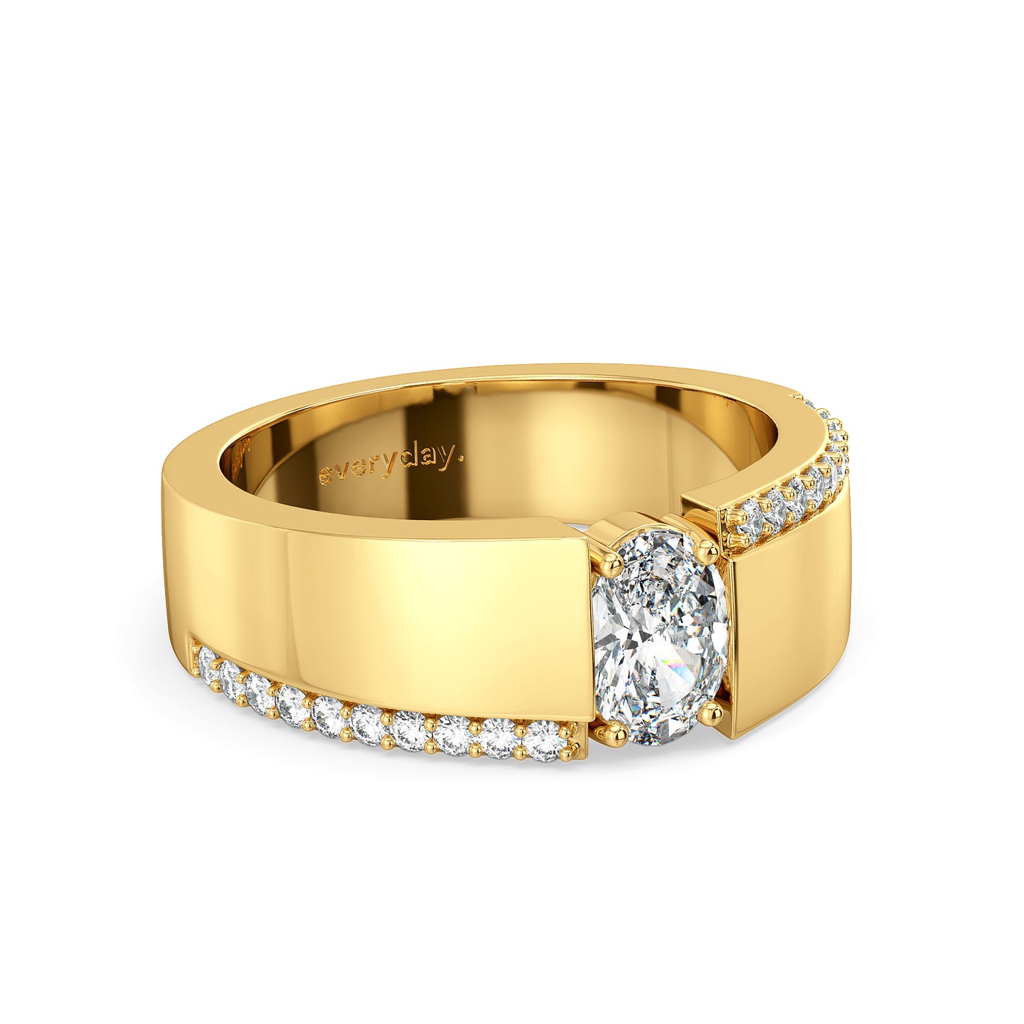 HENRY SEMI-STUDDED OVAL CUT SOLITAIRE RING, GOLD