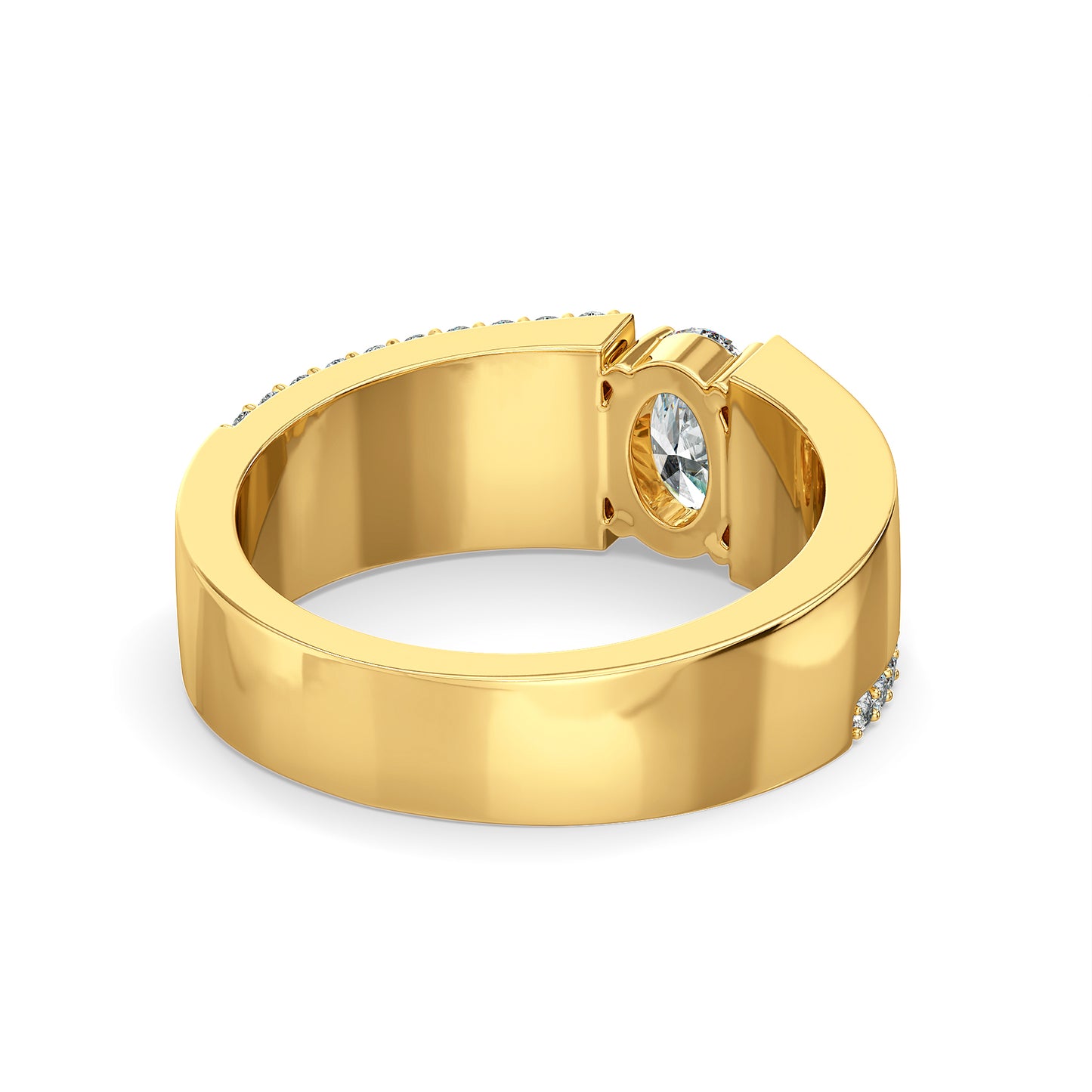 HENRY SEMI-STUDDED OVAL CUT SOLITAIRE RING, GOLD