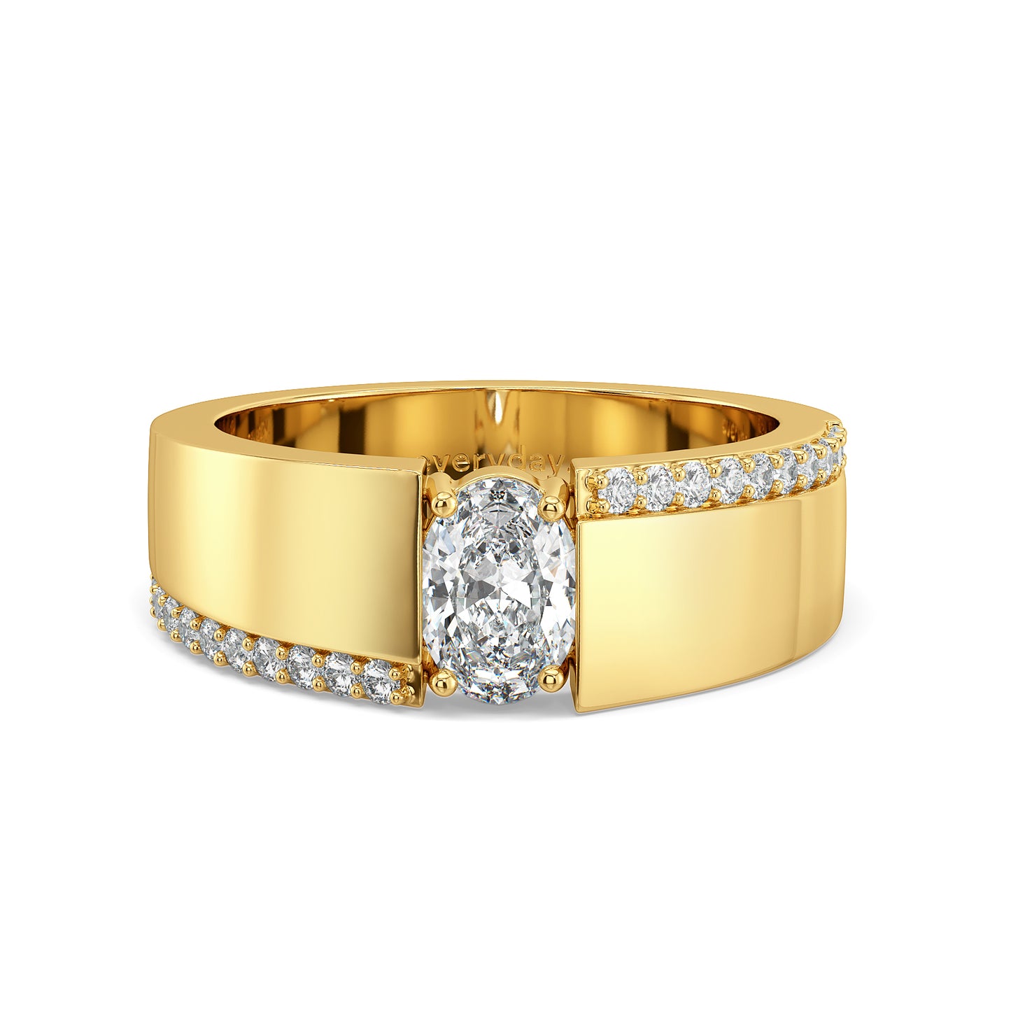 HENRY SEMI-STUDDED OVAL CUT SOLITAIRE RING, GOLD