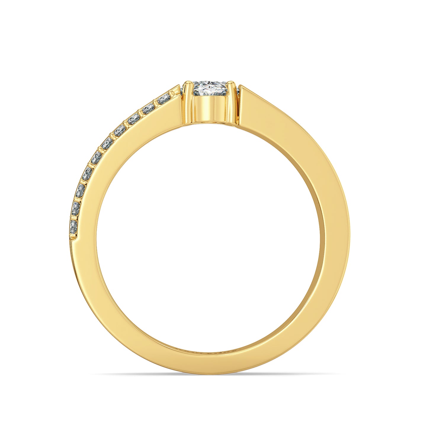 HENRY SEMI-STUDDED OVAL CUT SOLITAIRE RING, GOLD