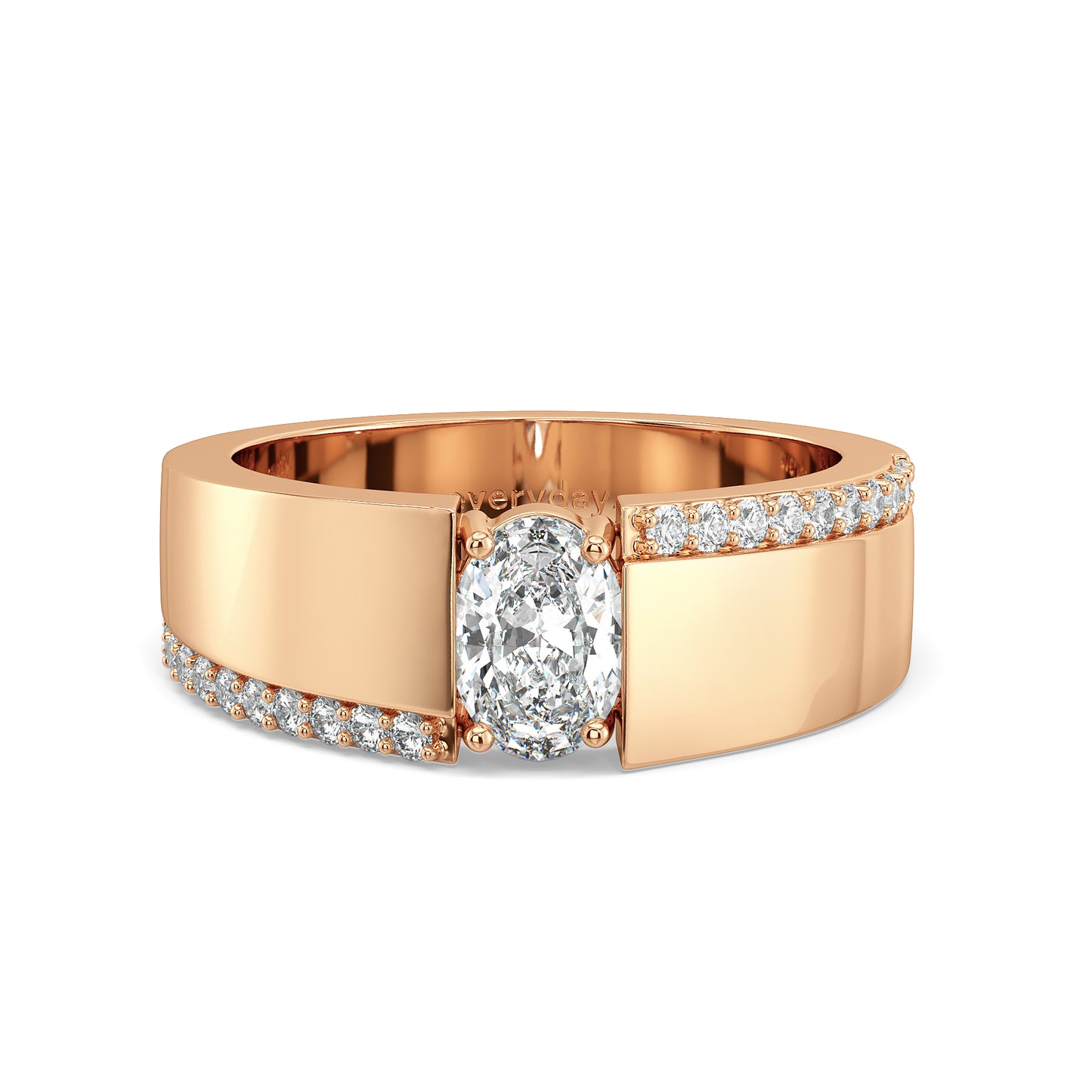 HENRY SEMI-STUDDED OVAL CUT SOLITAIRE RING, GOLD