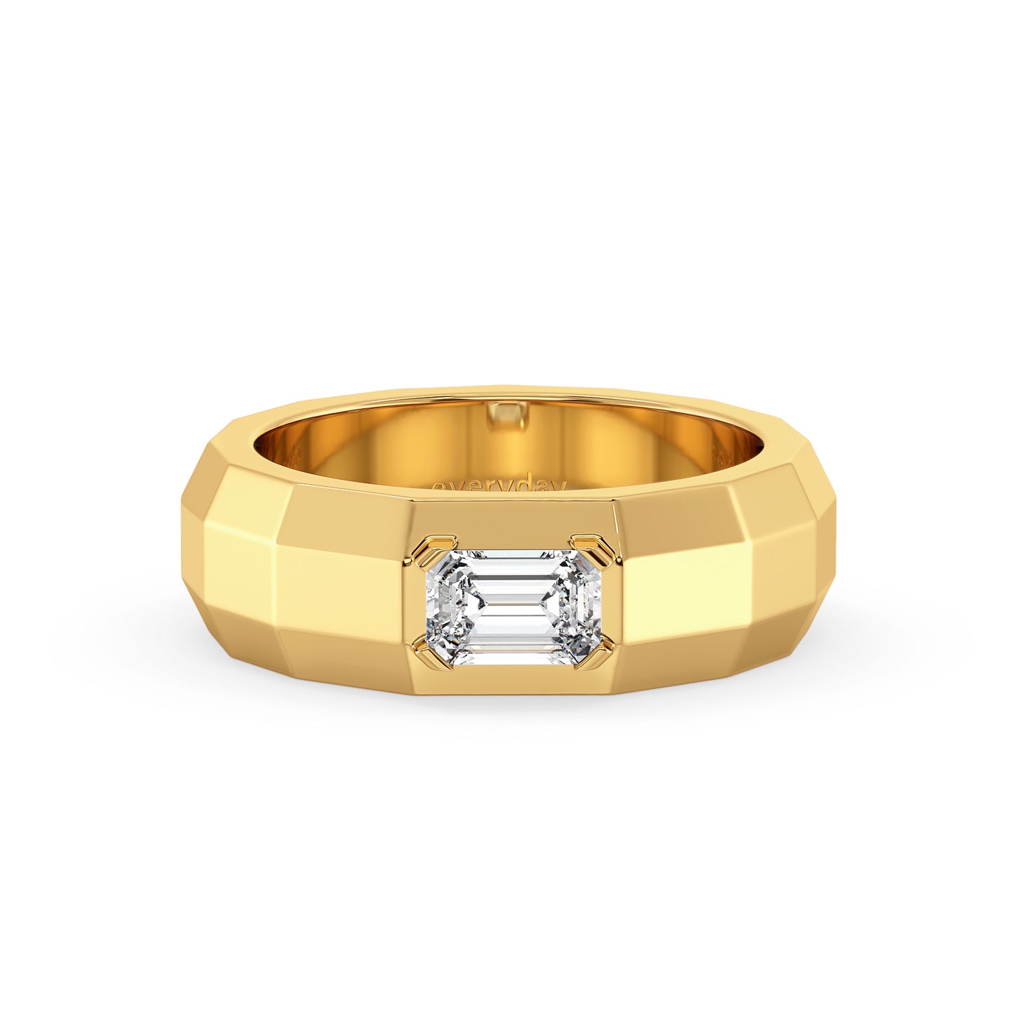 AMBROSE EMERALD CUT SOLIATIRE MULTI-DIMENSIONAL RING, GOLD