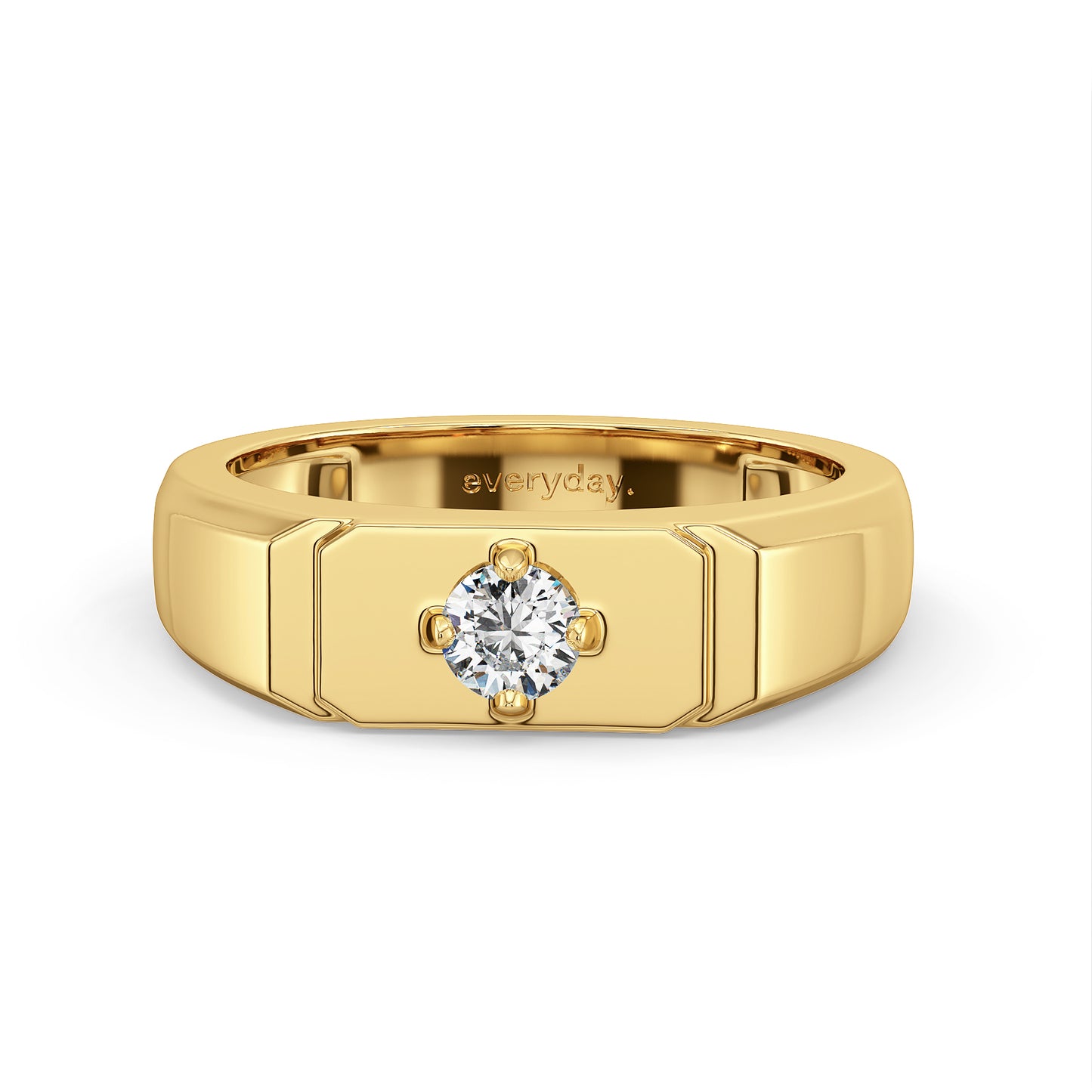 ARTHUR ROUND CUT DIAMOND SIGNET STYLE RING, GOLD