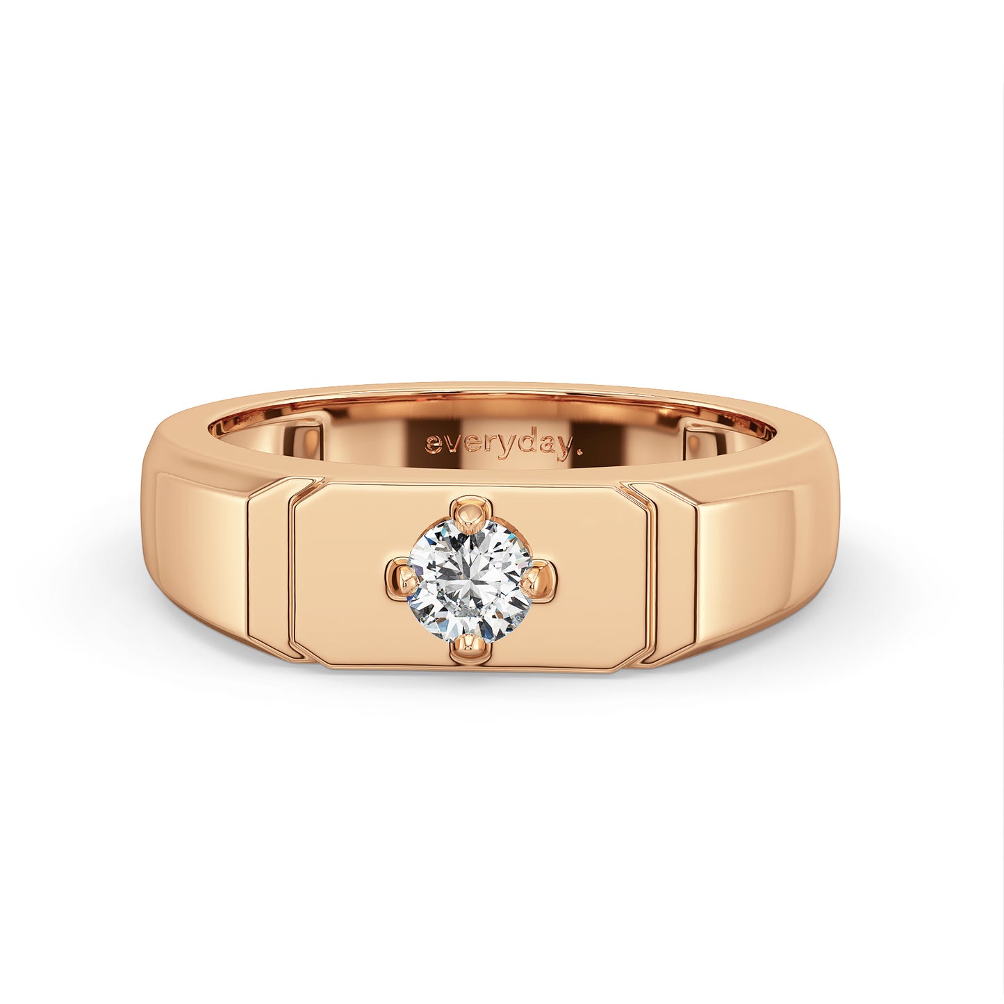 ARTHUR ROUND CUT DIAMOND SIGNET STYLE RING, GOLD