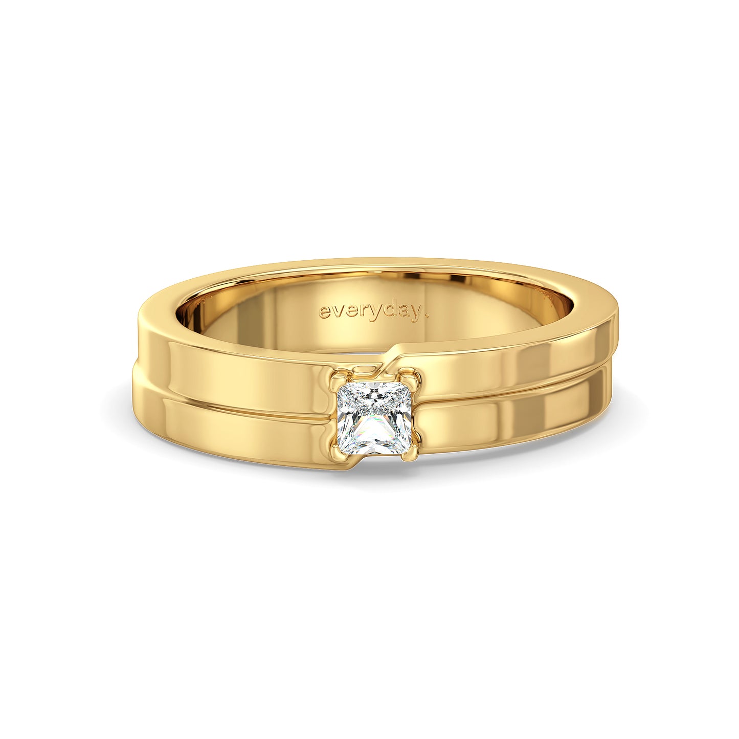 OLIVER PRINCESS CUT DIAMOND SET ON A LAYERED BAND, GOLD