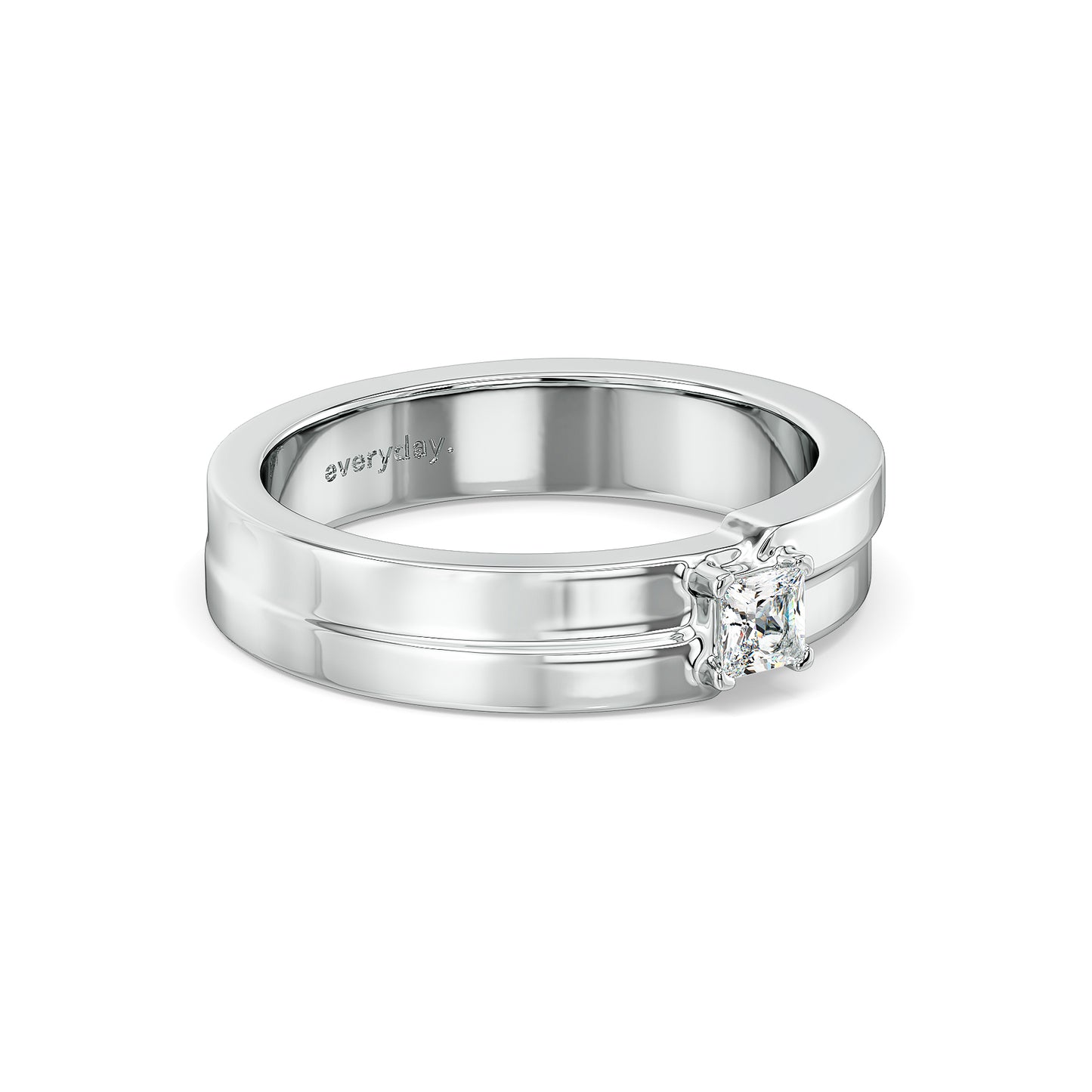 OLIVER PRINCESS CUT DIAMOND SET ON A LAYERED BAND, GOLD