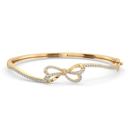 HEATHER ROUND CUT DIAMOND STUDDED BOW BANGLE, GOLD