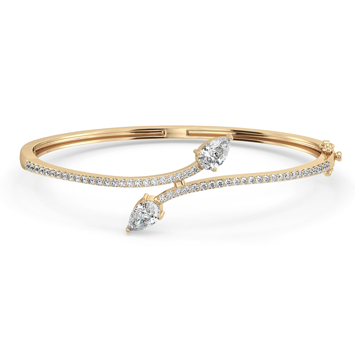 MARGUERITE ELEGANT PEAR CUT DIAMOND STUDDED BANGLE, GOLD