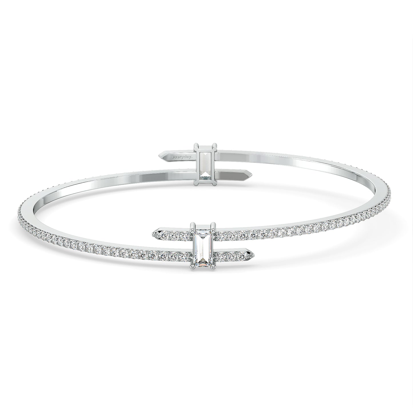 IRIS BAGUETTE CUT DIAMOND BANGLE WITH SIDE STONES, GOLD