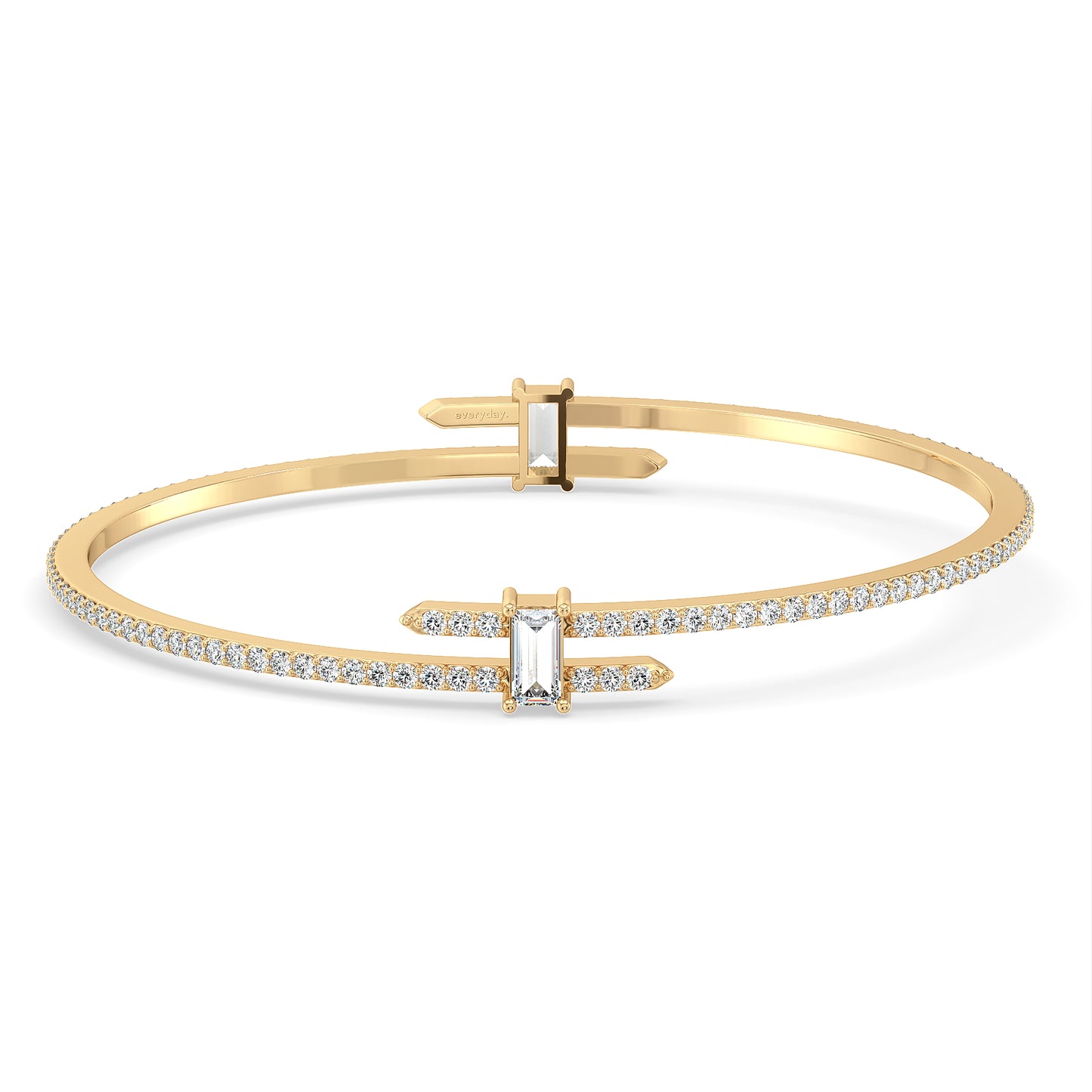 IRIS BAGUETTE CUT DIAMOND BANGLE WITH SIDE STONES, GOLD