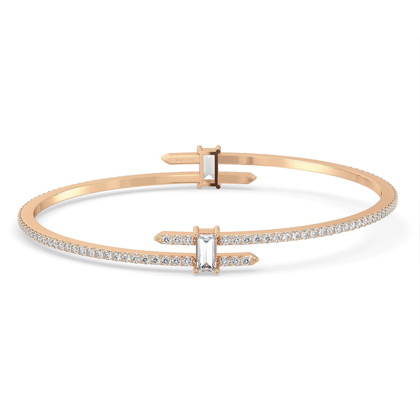 IRIS BAGUETTE CUT DIAMOND BANGLE WITH SIDE STONES, GOLD