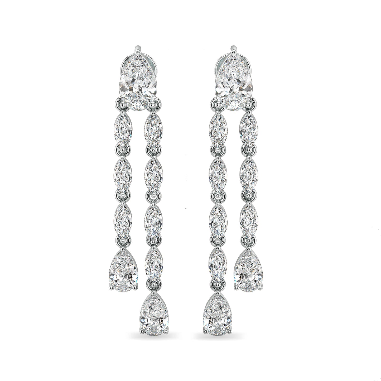 LILETTA PEAR AND MARQUISE CUT ELEGANT COCKTAIL DIAMOND DROPS, GOLD