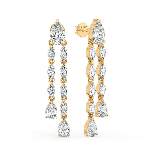 LILETTA PEAR AND MARQUISE CUT ELEGANT COCKTAIL DIAMOND DROPS, GOLD