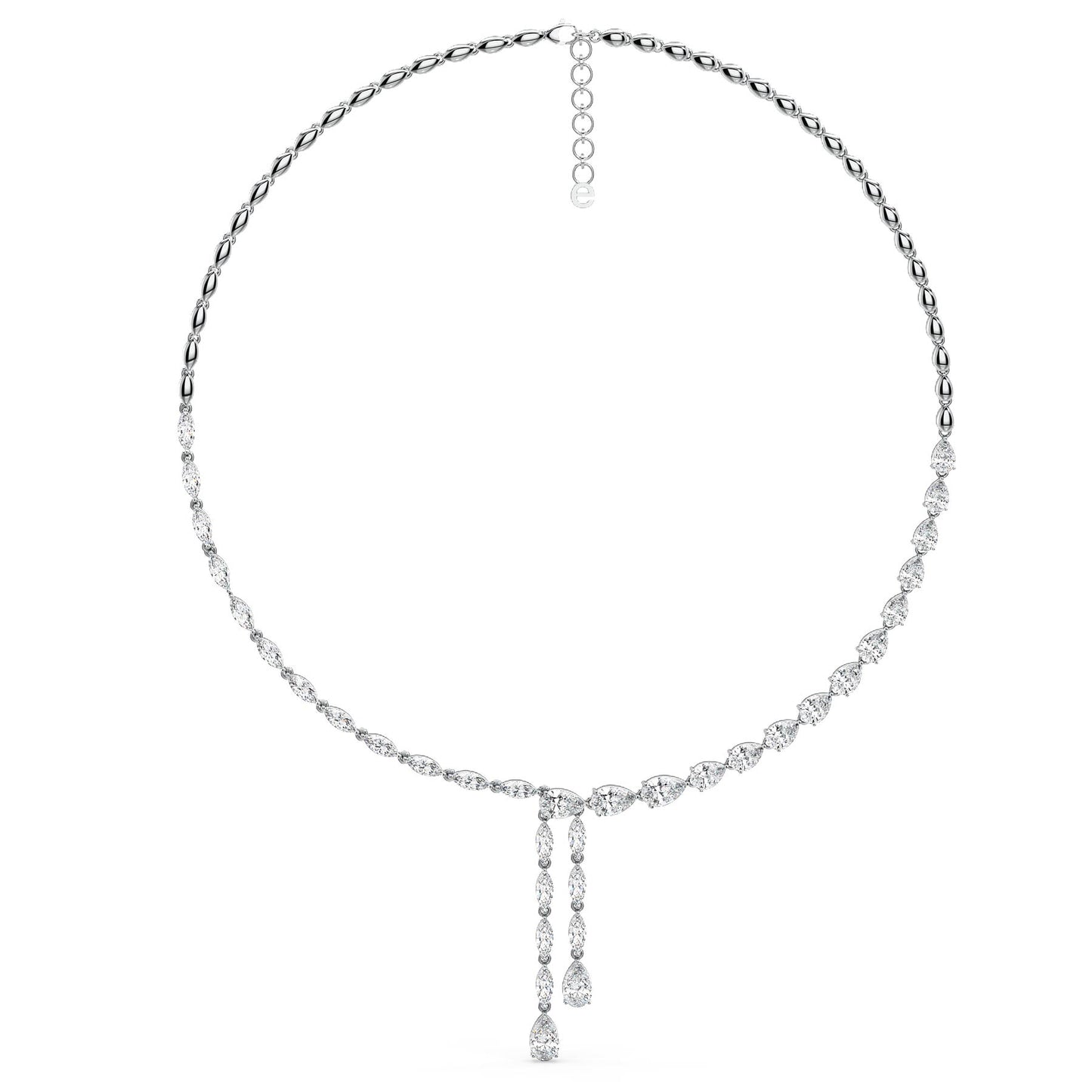 LILETTA PEAR AND MARQUISE CUT ELEGANT COCKTAIL DIAMOND NECKLACE, GOLD