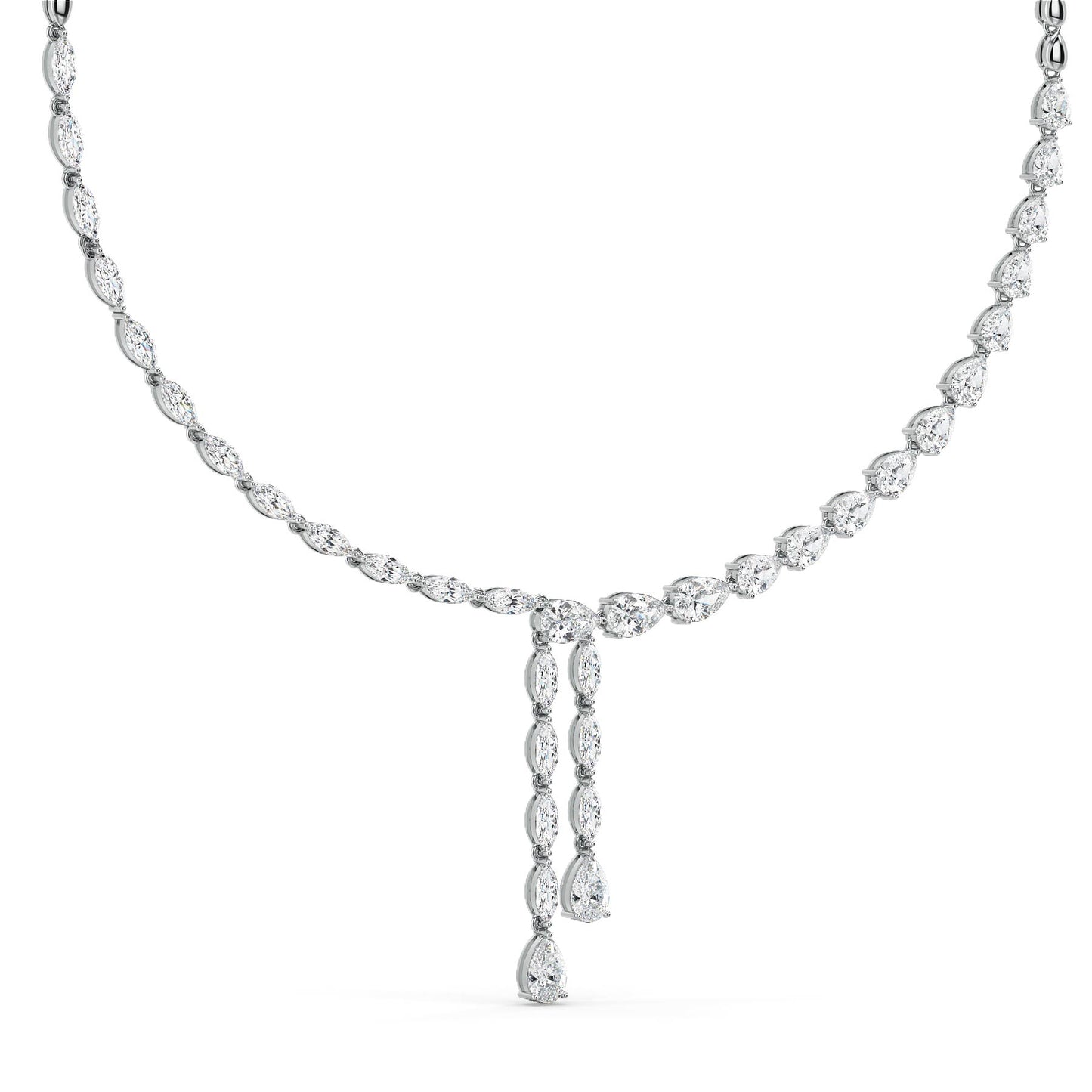 LILETTA PEAR AND MARQUISE CUT ELEGANT COCKTAIL DIAMOND NECKLACE, GOLD