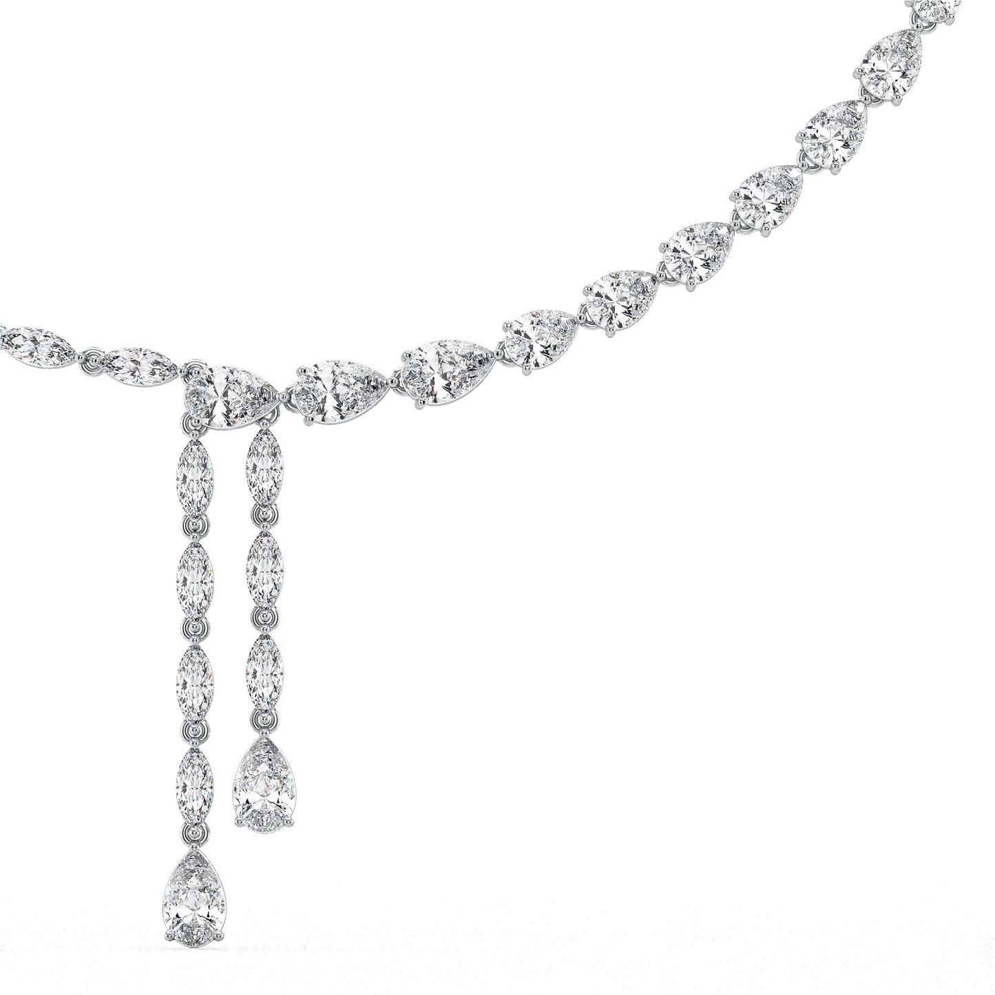 LILETTA PEAR AND MARQUISE CUT ELEGANT COCKTAIL DIAMOND NECKLACE, GOLD