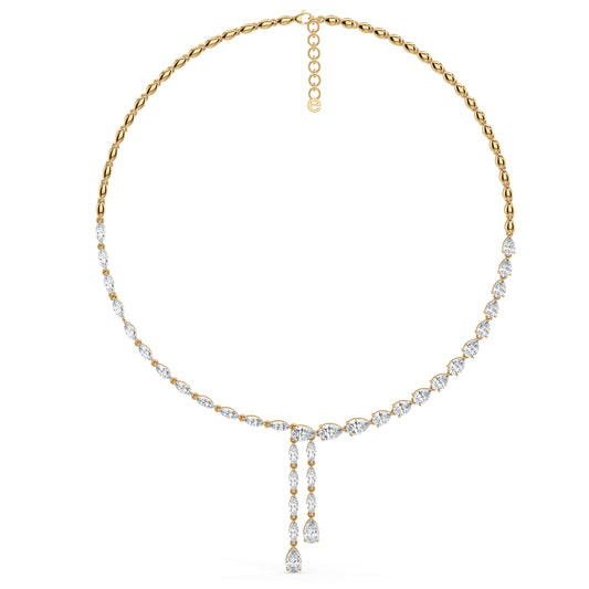 LILETTA PEAR AND MARQUISE CUT ELEGANT COCKTAIL DIAMOND NECKLACE, GOLD