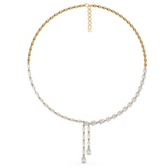 LILETTA PEAR AND MARQUISE CUT ELEGANT COCKTAIL LAB GROWN DIAMOND STATEMENT NECKLACE, GOLD