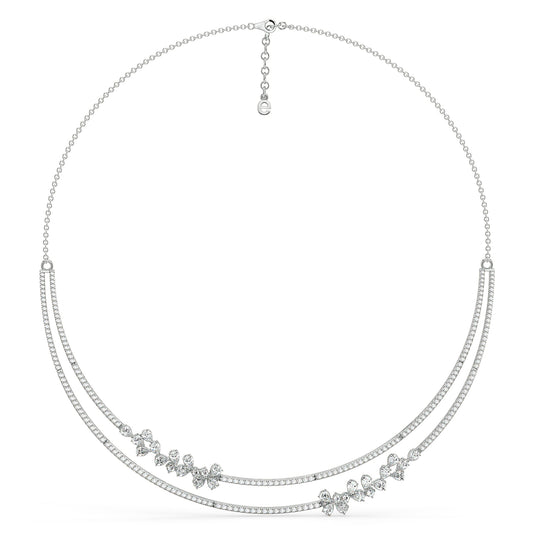 MARGUERITE PEAR AND ROUND CUT ELEVATED DIAMOND NECKLACE, GOLD