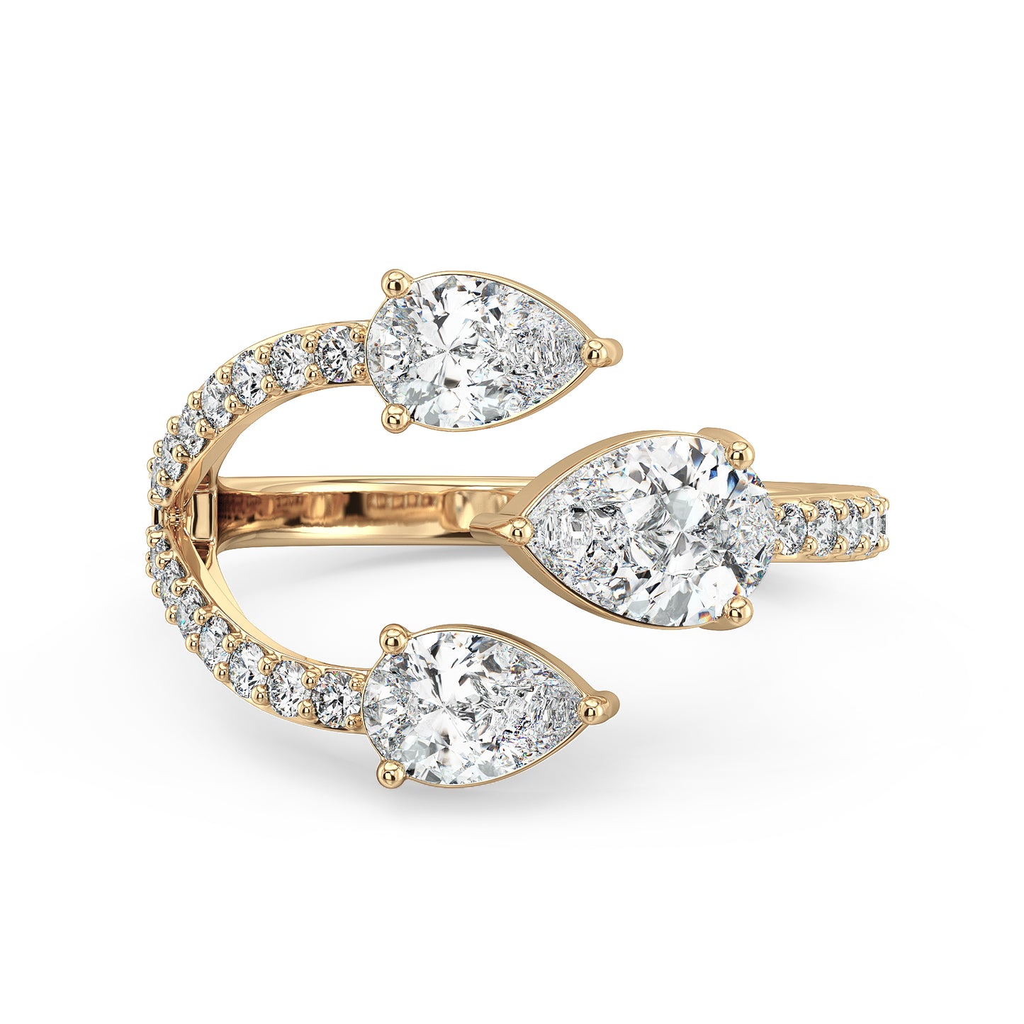 MARGUERITE PEAR CUT DIAMOND STUDDED COCKTAIL RING, GOLD