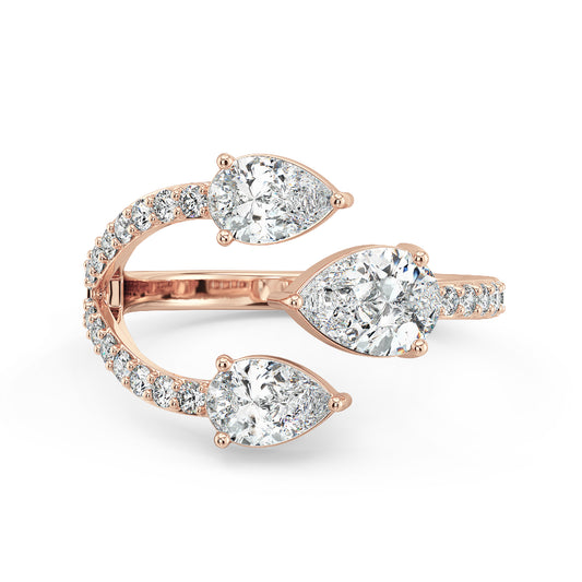 MARGUERITE PEAR CUT DIAMOND STUDDED COCKTAIL RING, GOLD