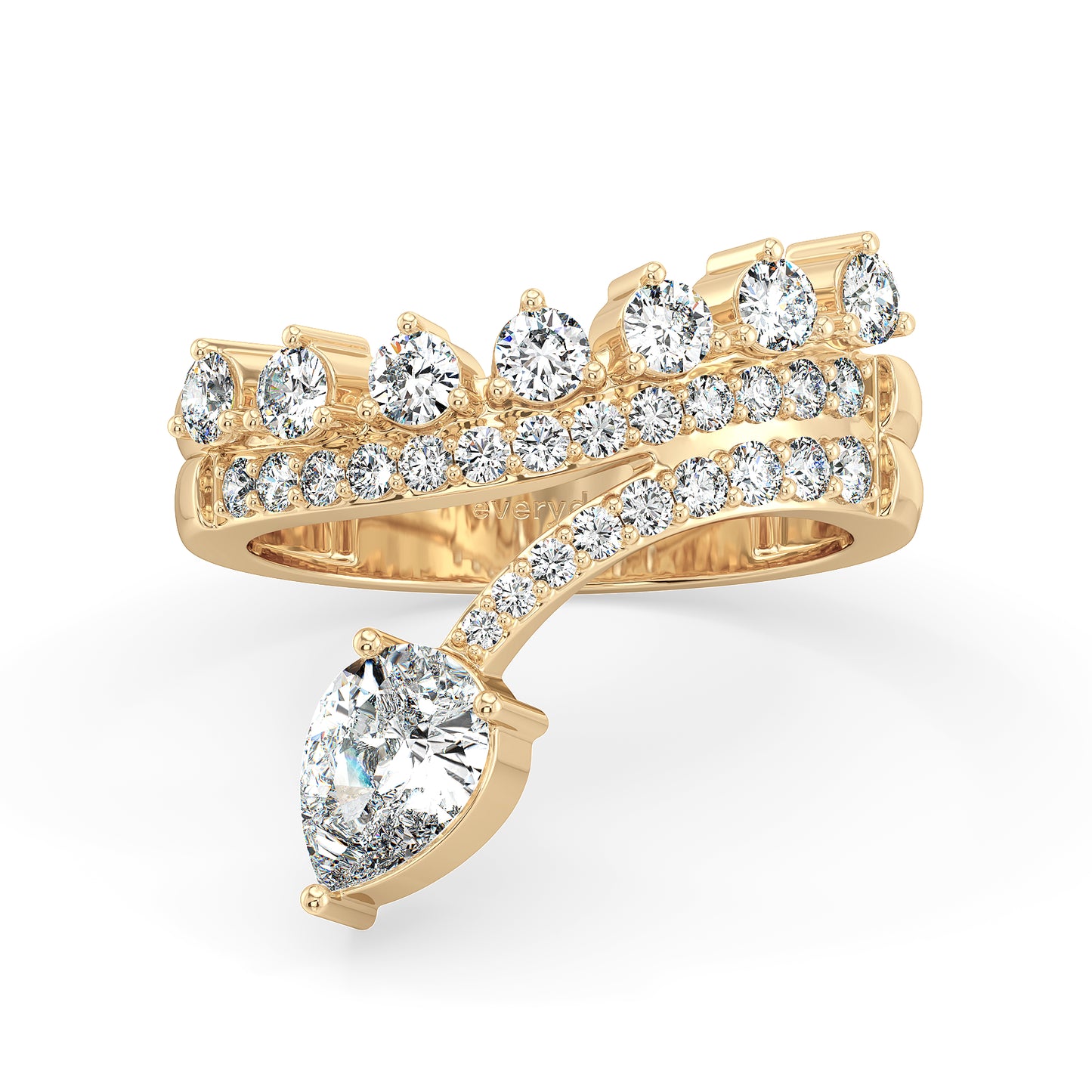 MARQUERITE PEAR AND ROUND CUT DIAMOND COCKTAIL RING, GOLD