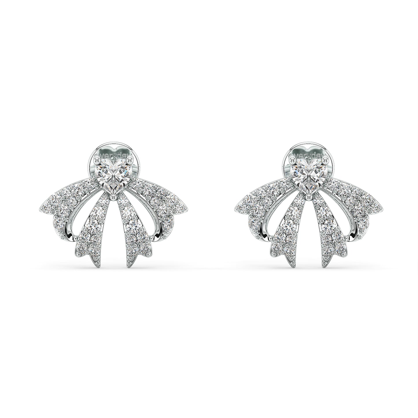 CLEMENCE HEART CUT DIAMOND ON STUDDED BOW EAR STUDS, GOLD