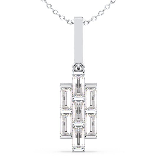 THEA BAGUETTE CUT BAR SET DIAMOND PENDANT, GOLD