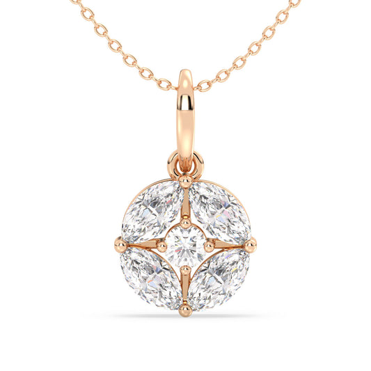 LILETTA MARQUISE AND ROUND CUT DIAMOND PENDANT, GOLD