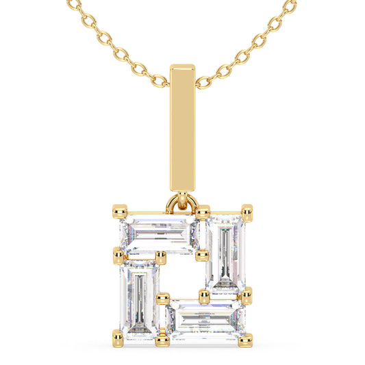 THEA BAGUETTE CUT DIAMOND CUBIC PENDANT, GOLD