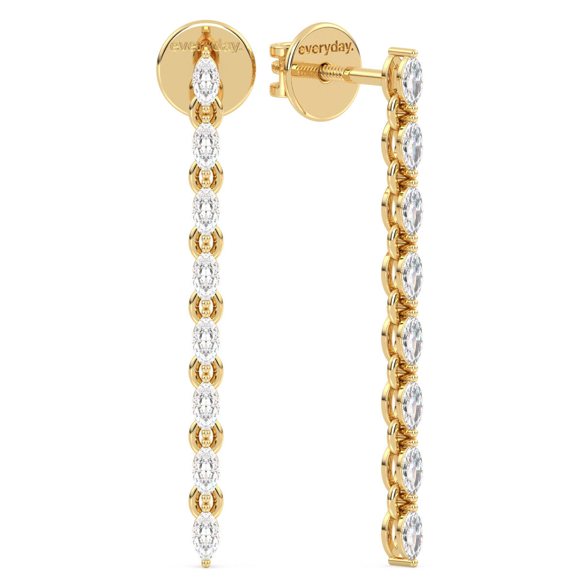 LILETTA MARQUISE CUT DIAMOND TENNIS EARRINGS, GOLD